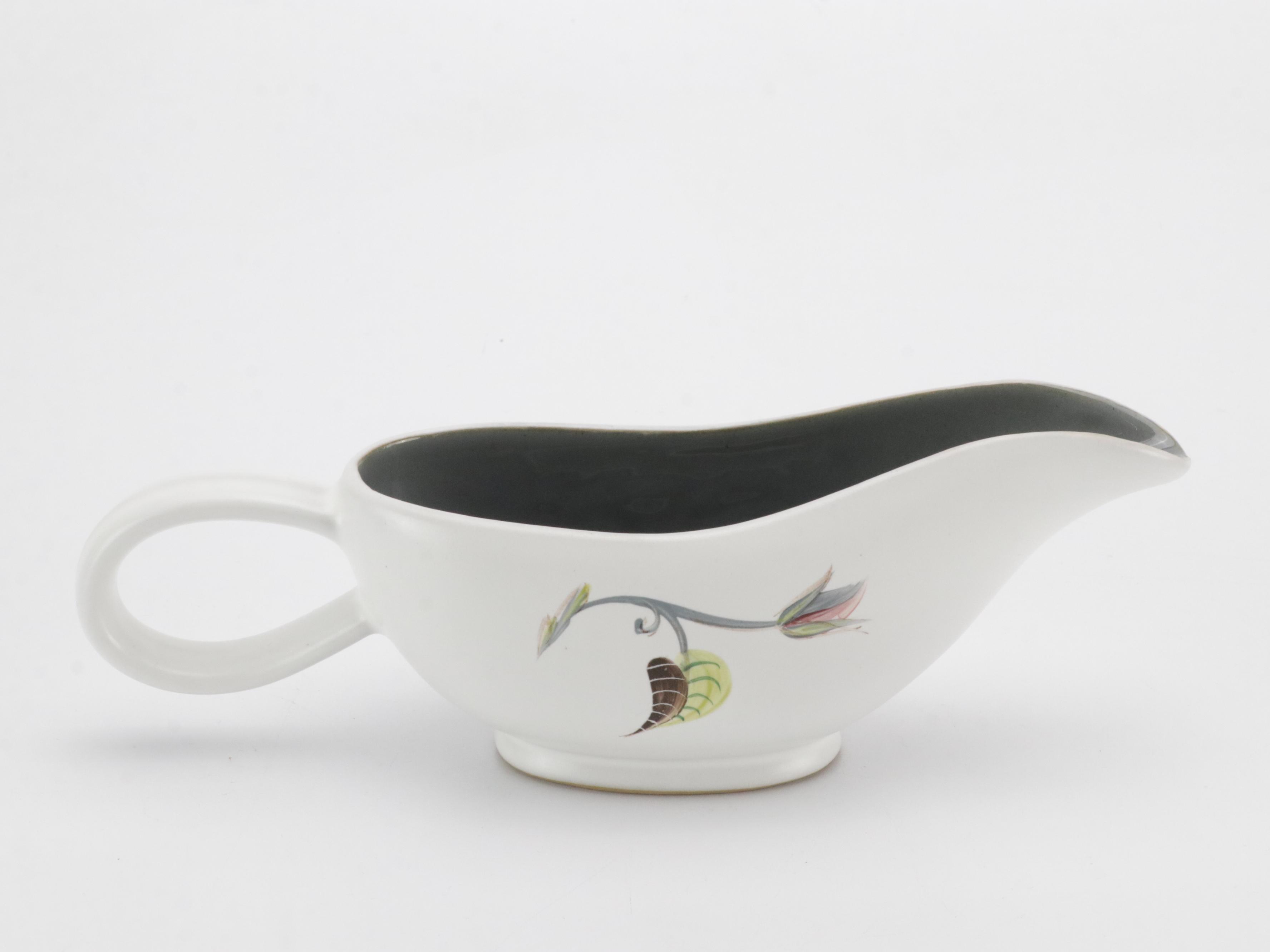 Denby Stoneware Leaf Painted Gravy Boat and Covered Casserole Dish