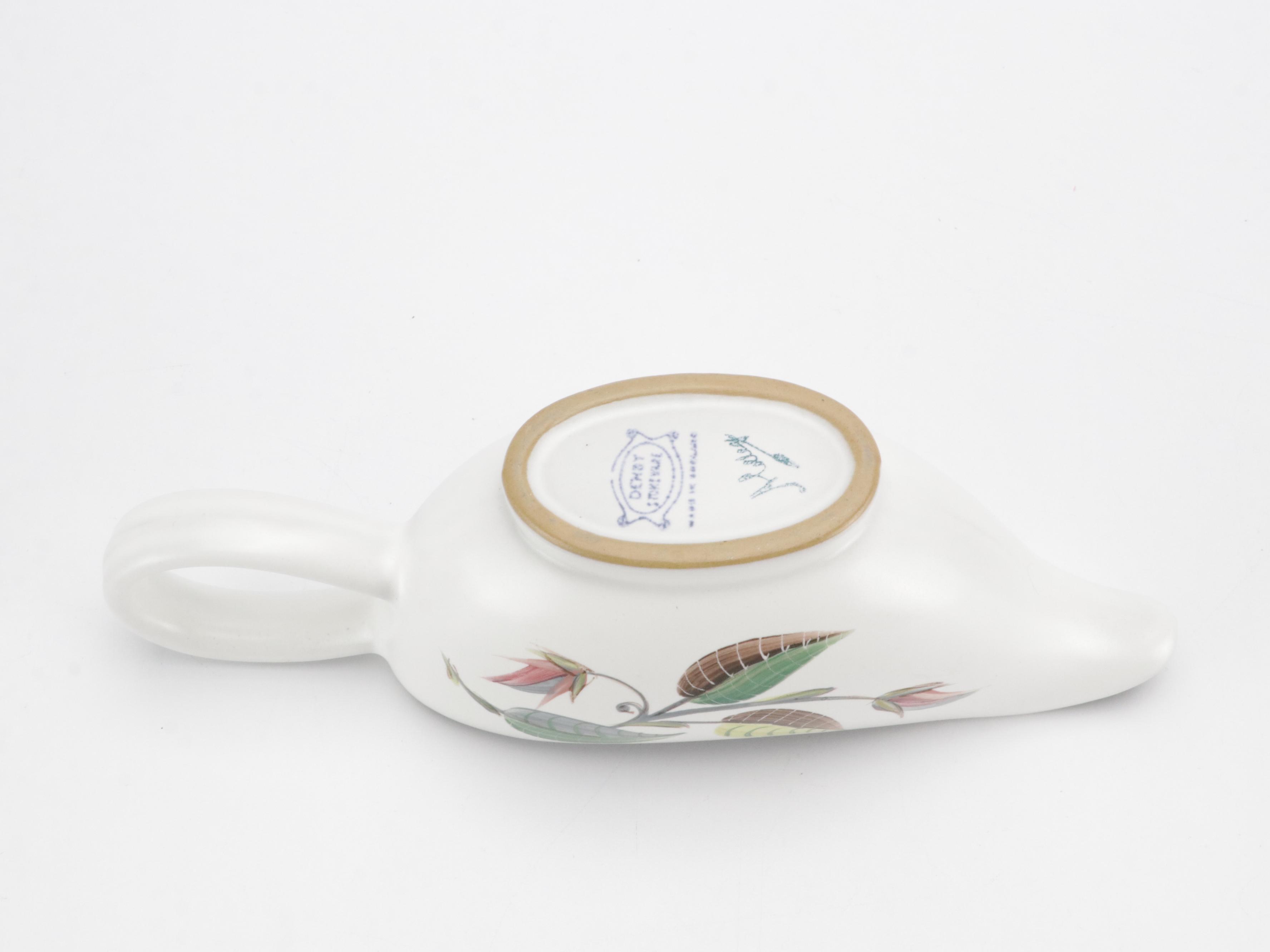 Denby Stoneware Leaf Painted Gravy Boat and Covered Casserole Dish