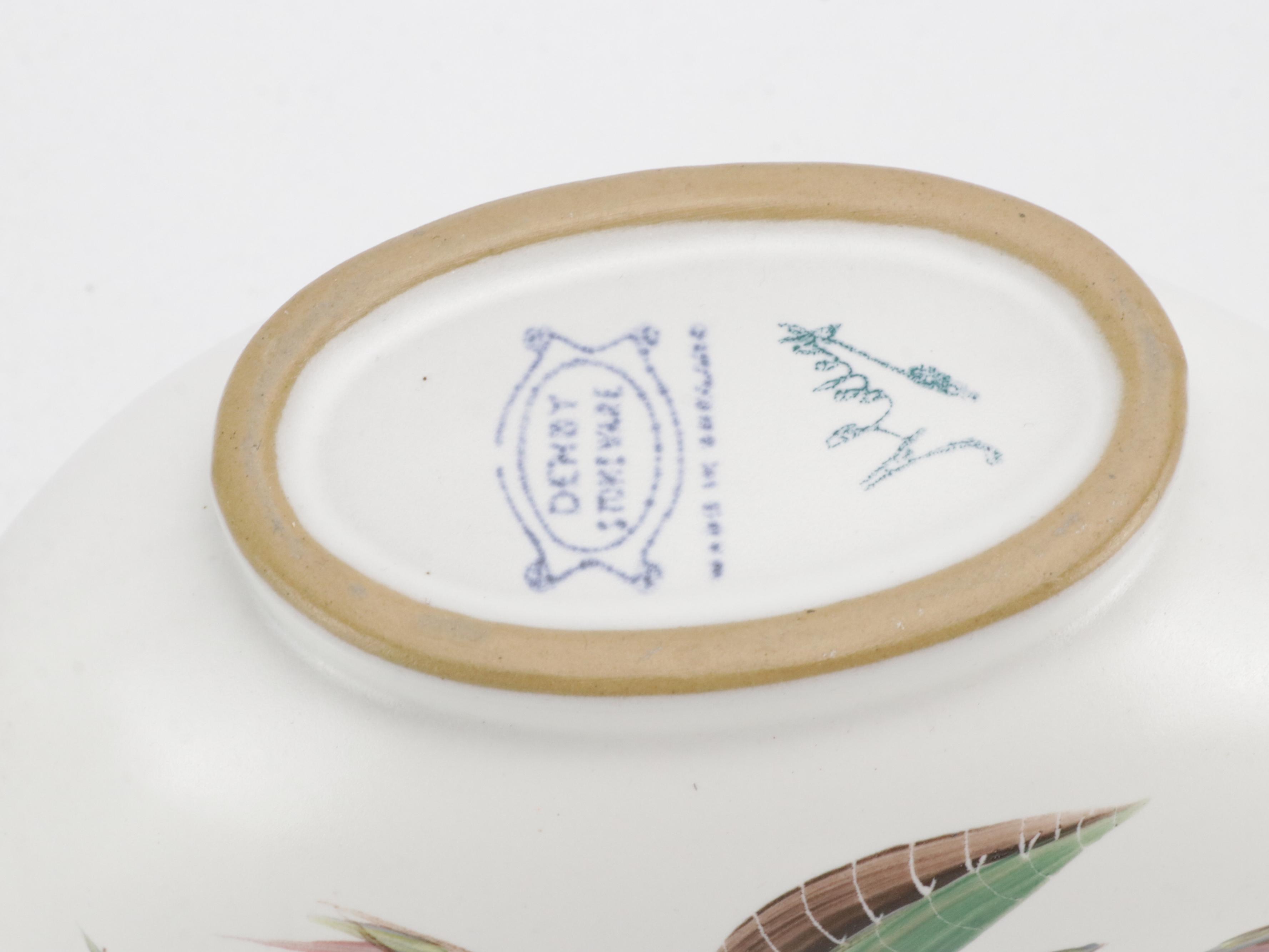 Denby Stoneware Leaf Painted Gravy Boat and Covered Casserole Dish