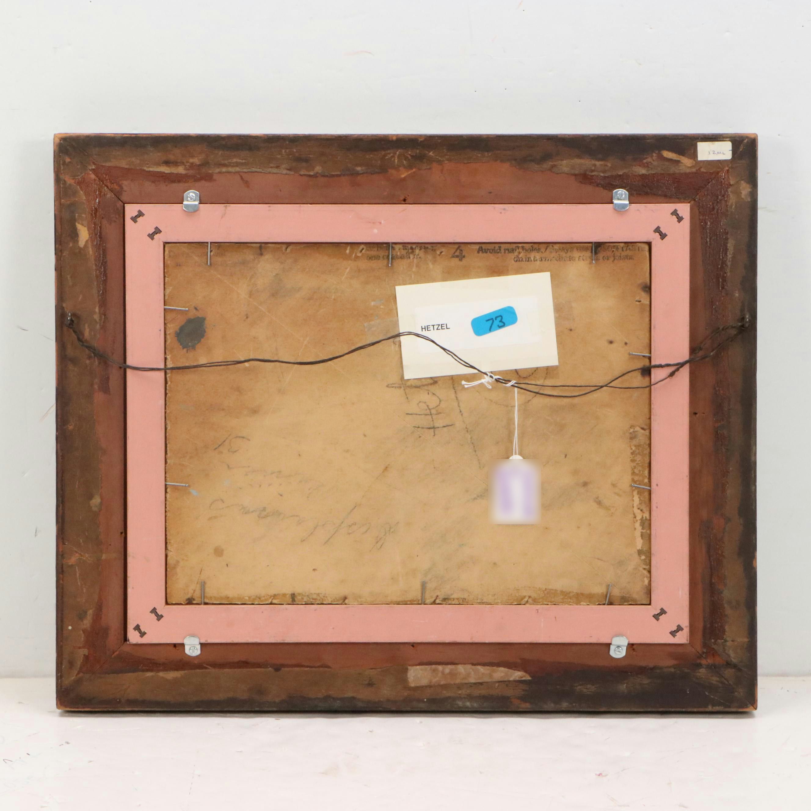 Lila Hetzel Winter Landscape Oil Painting "Des Plaines River," 1931