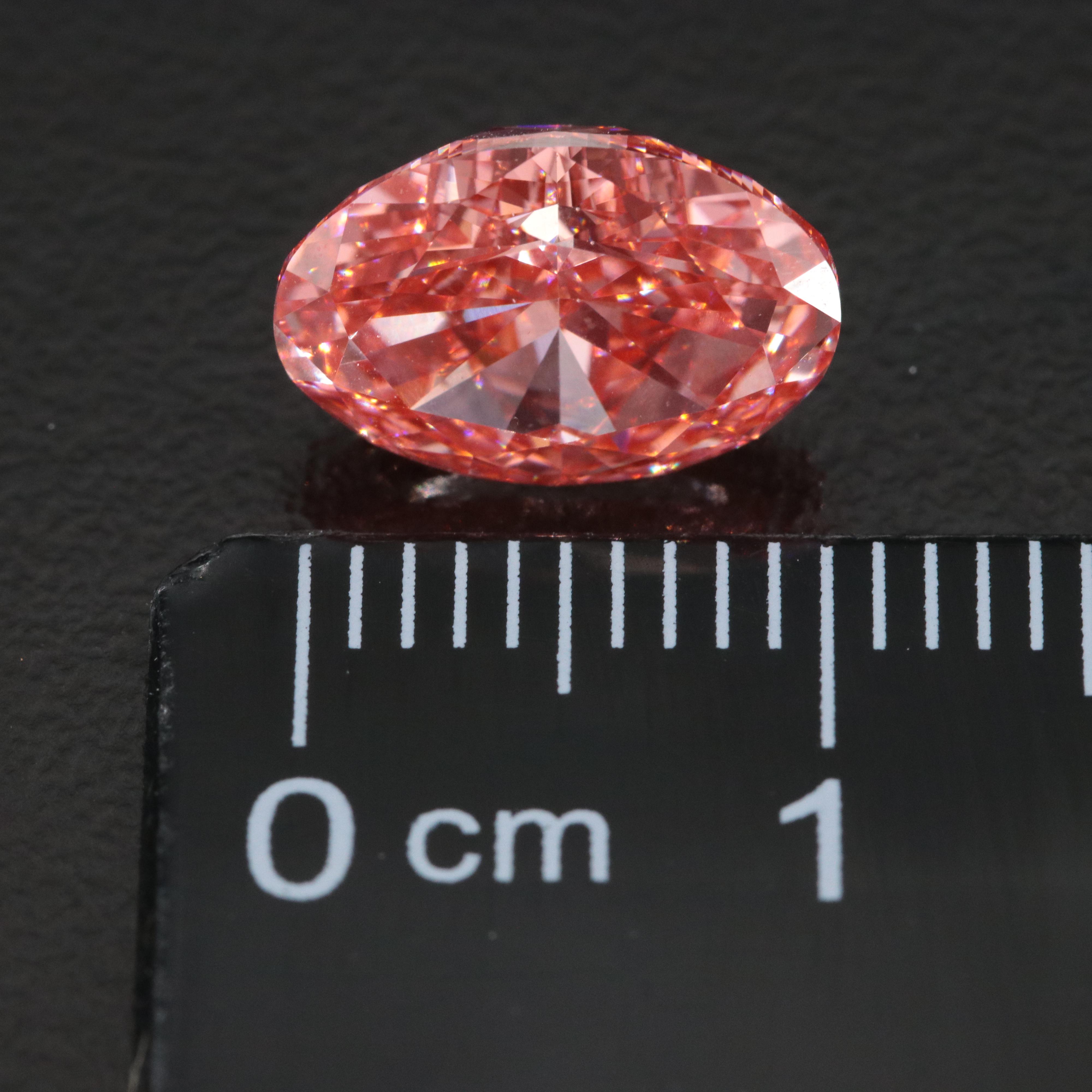 Loose 3.08 CT Lab Grown Fancy Pink Diamond with IGI Report
