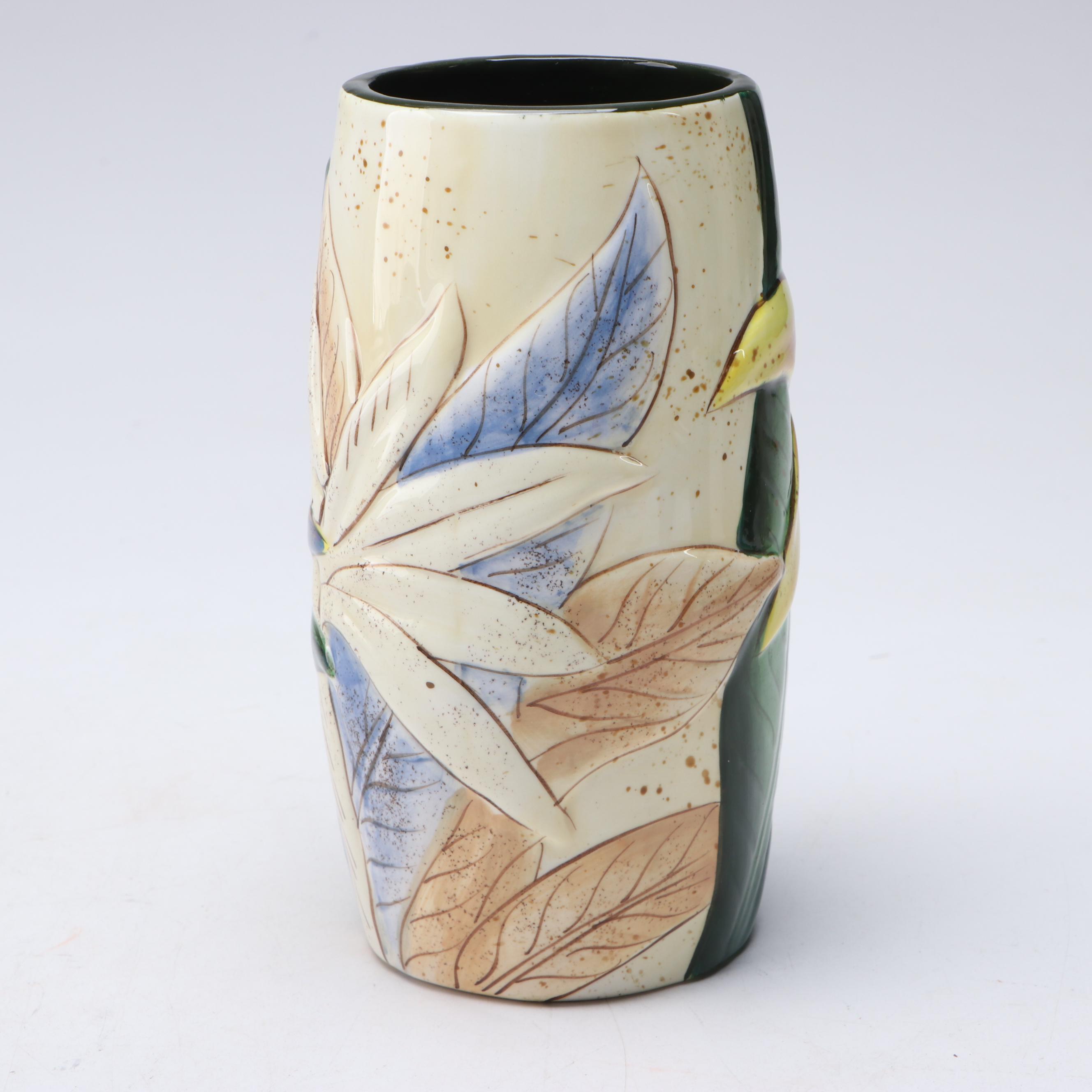 Peacock Figural and Chinese Hand-Painted Ceramic Vases