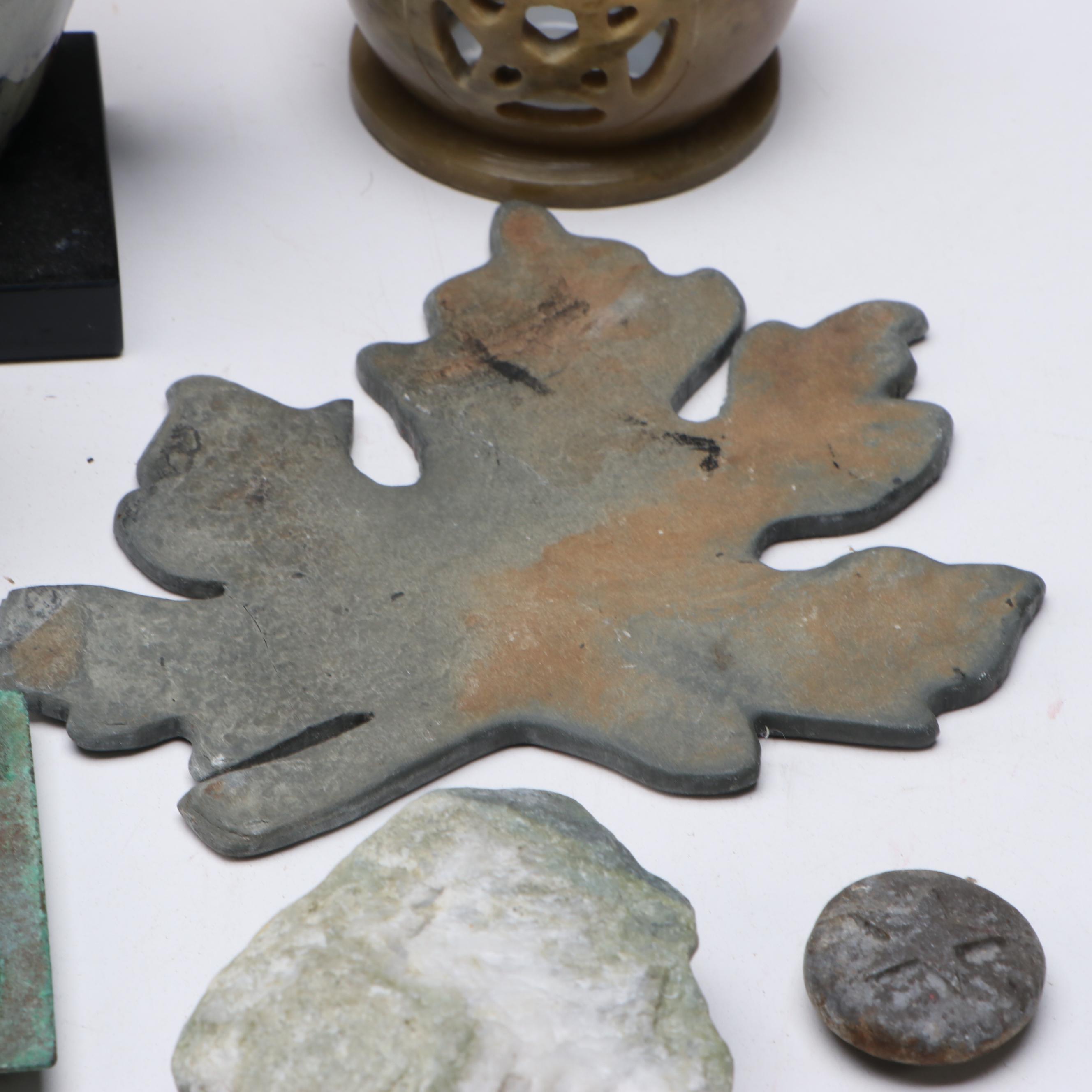 Abalone, Jasper and Calcite Mayan Mask, Quartz Specimens and More