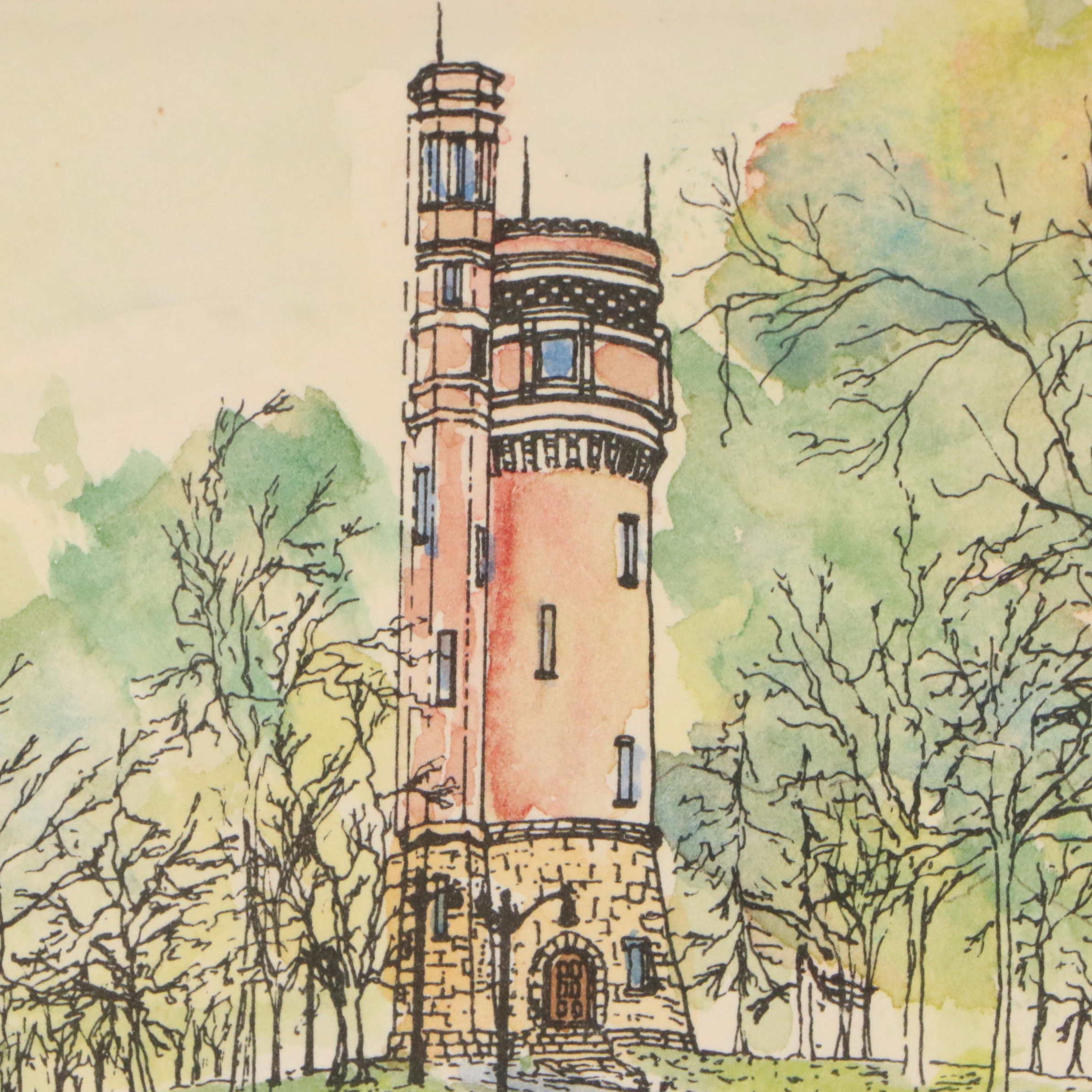 R. P. Schneller Watercolor Paintings of Cincinnati Locations, Late 20th Century