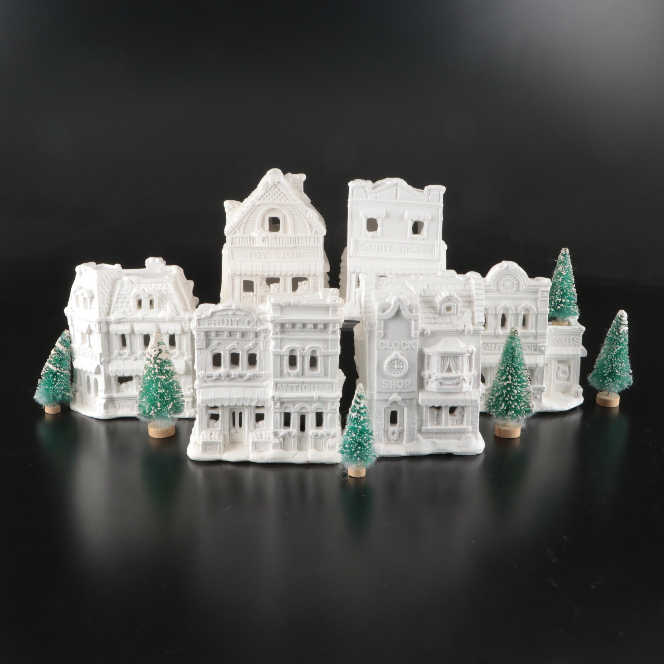 Paintable Plaster Christmas Village Houses