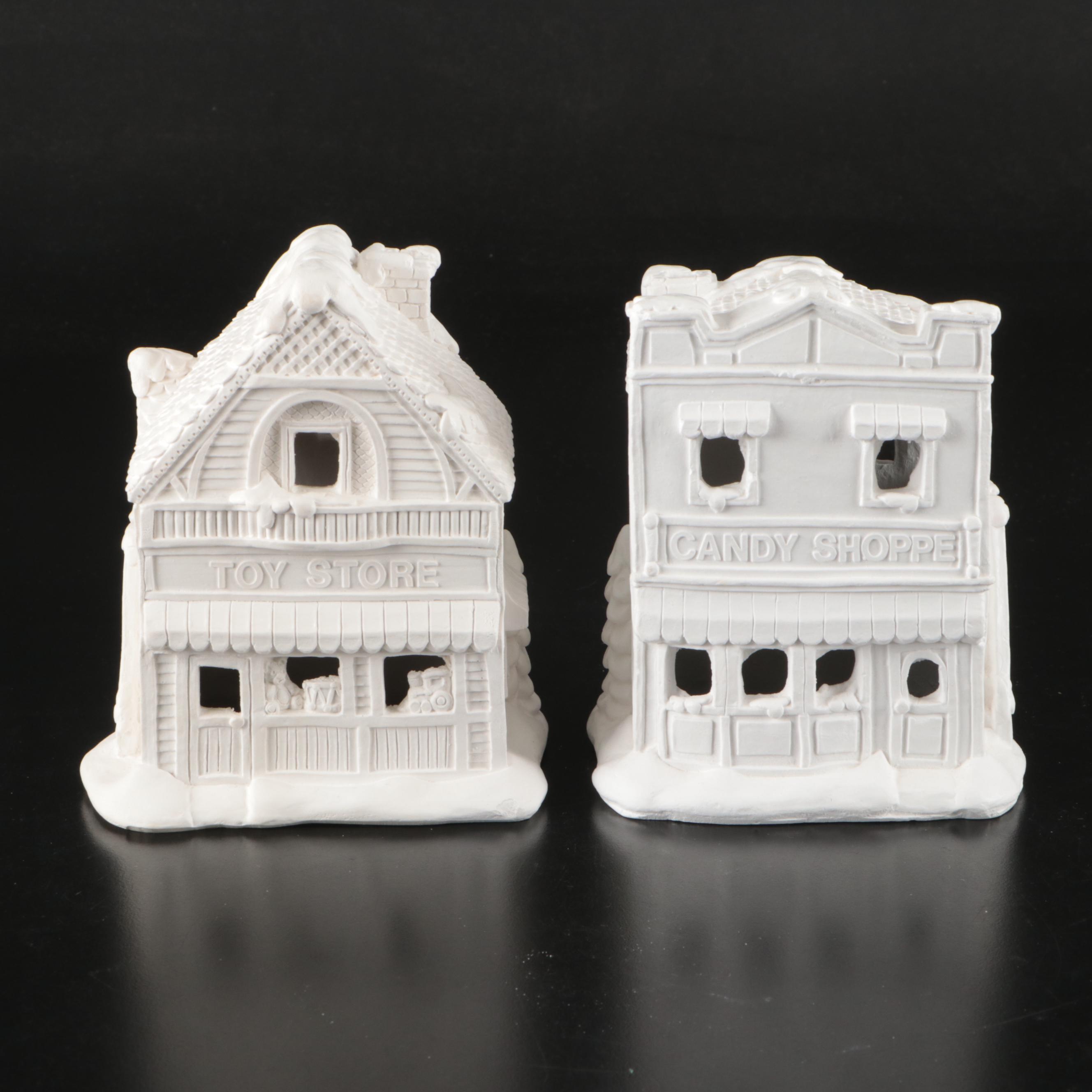 Paintable Plaster Christmas Village Houses