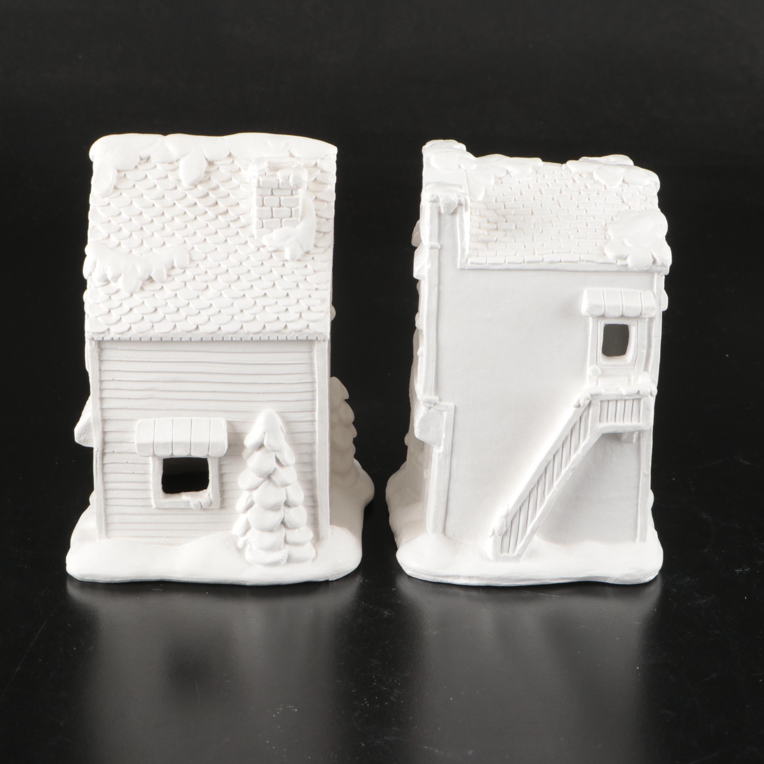 Paintable Plaster Christmas Village Houses