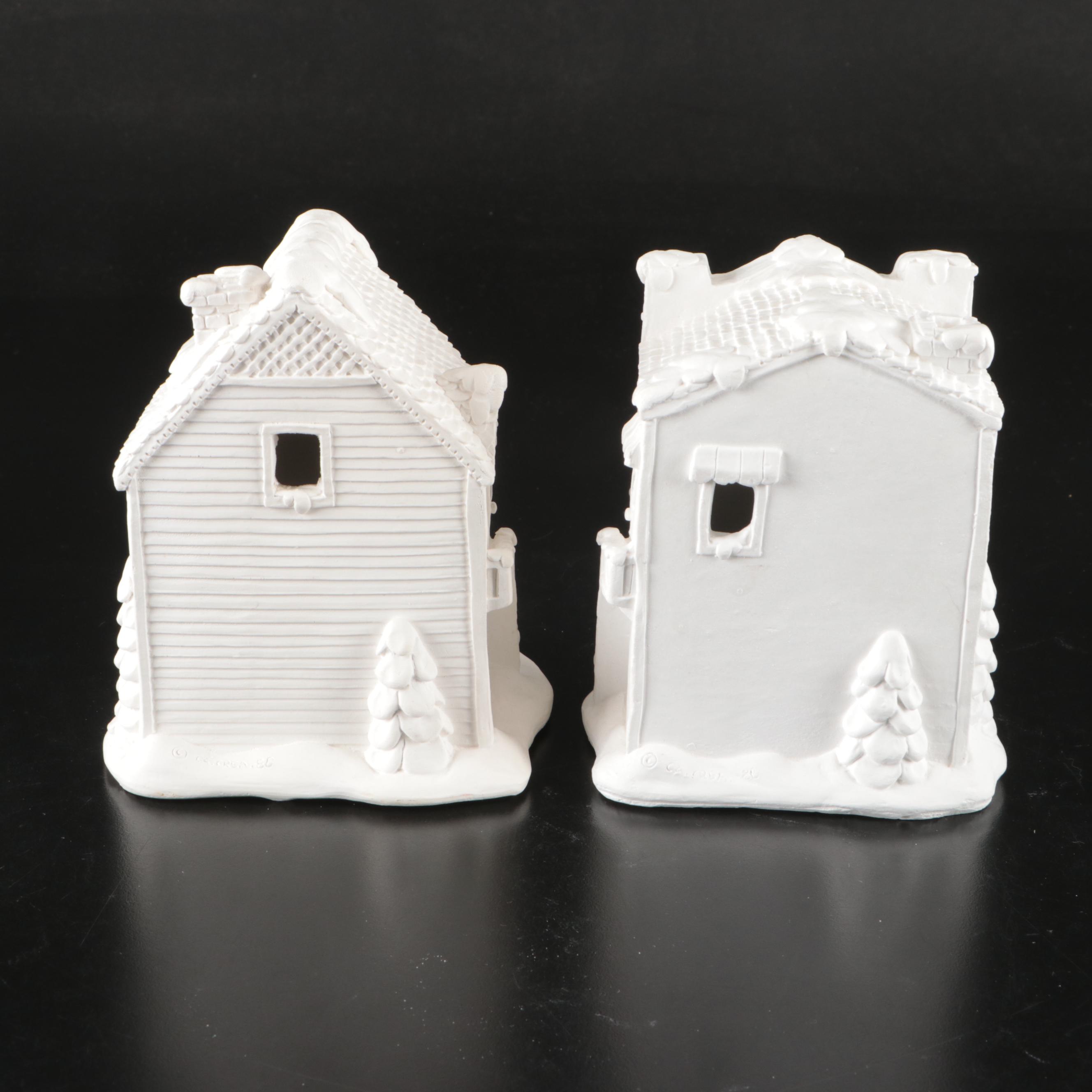 Paintable Plaster Christmas Village Houses
