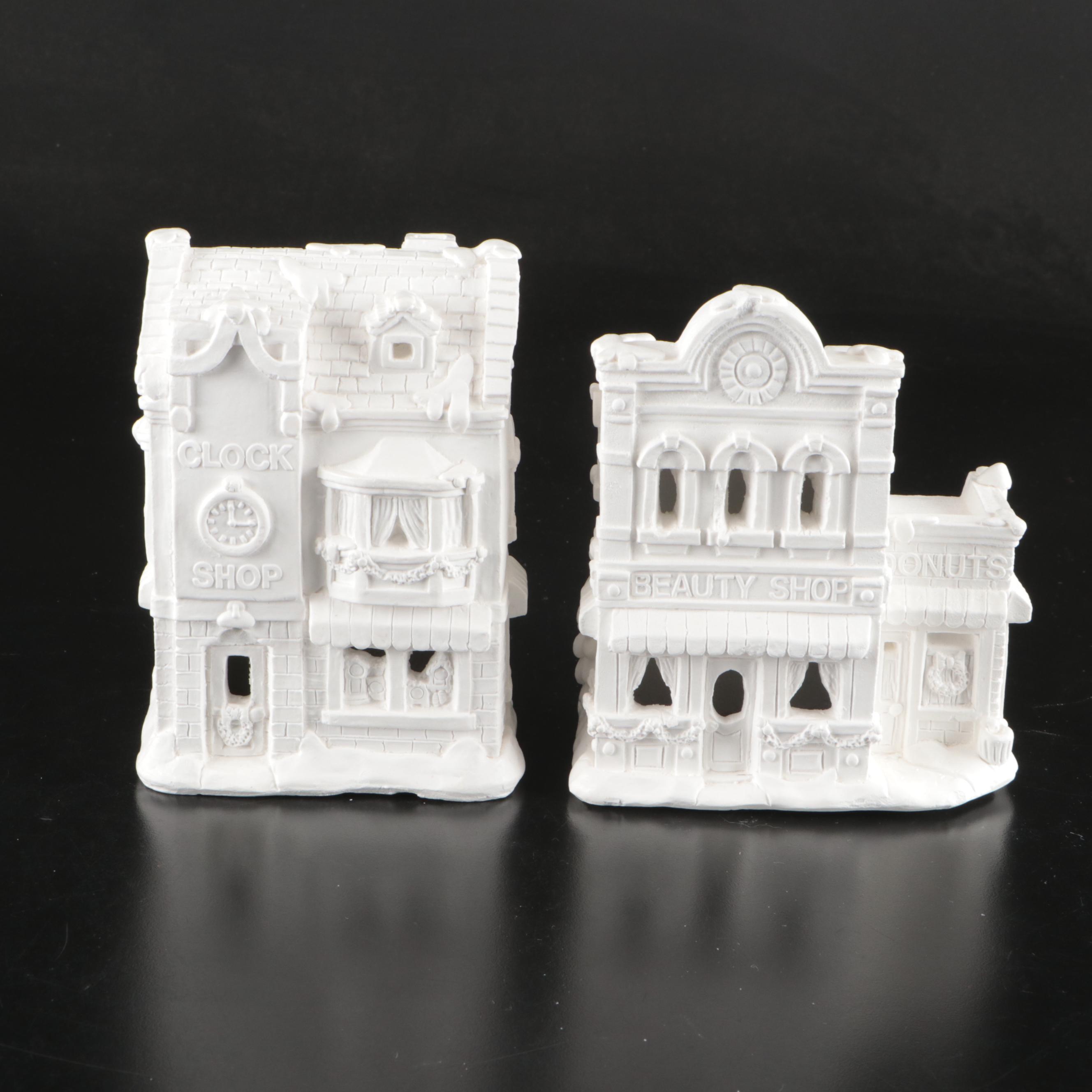 Paintable Plaster Christmas Village Houses