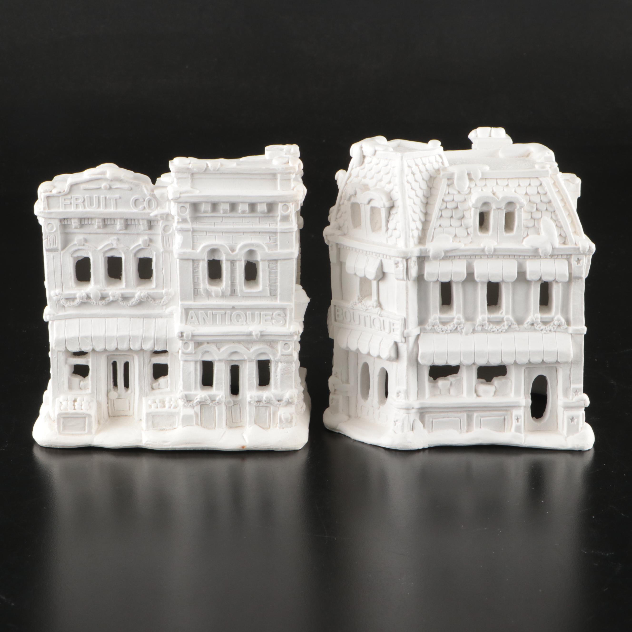 Paintable Plaster Christmas Village Houses