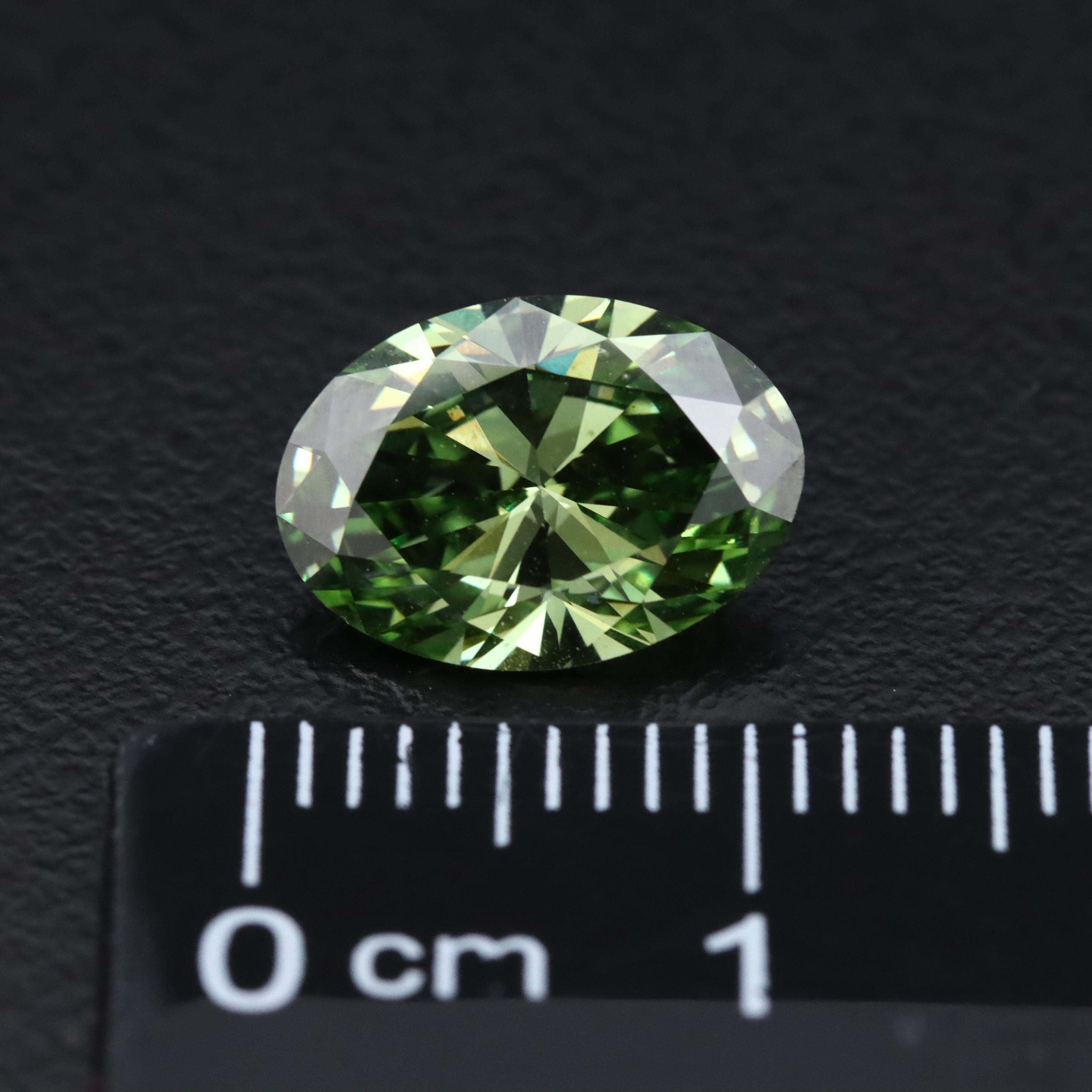 Loose 2.49 CT Lab Grown Fancy Green Diamond with IGI Report