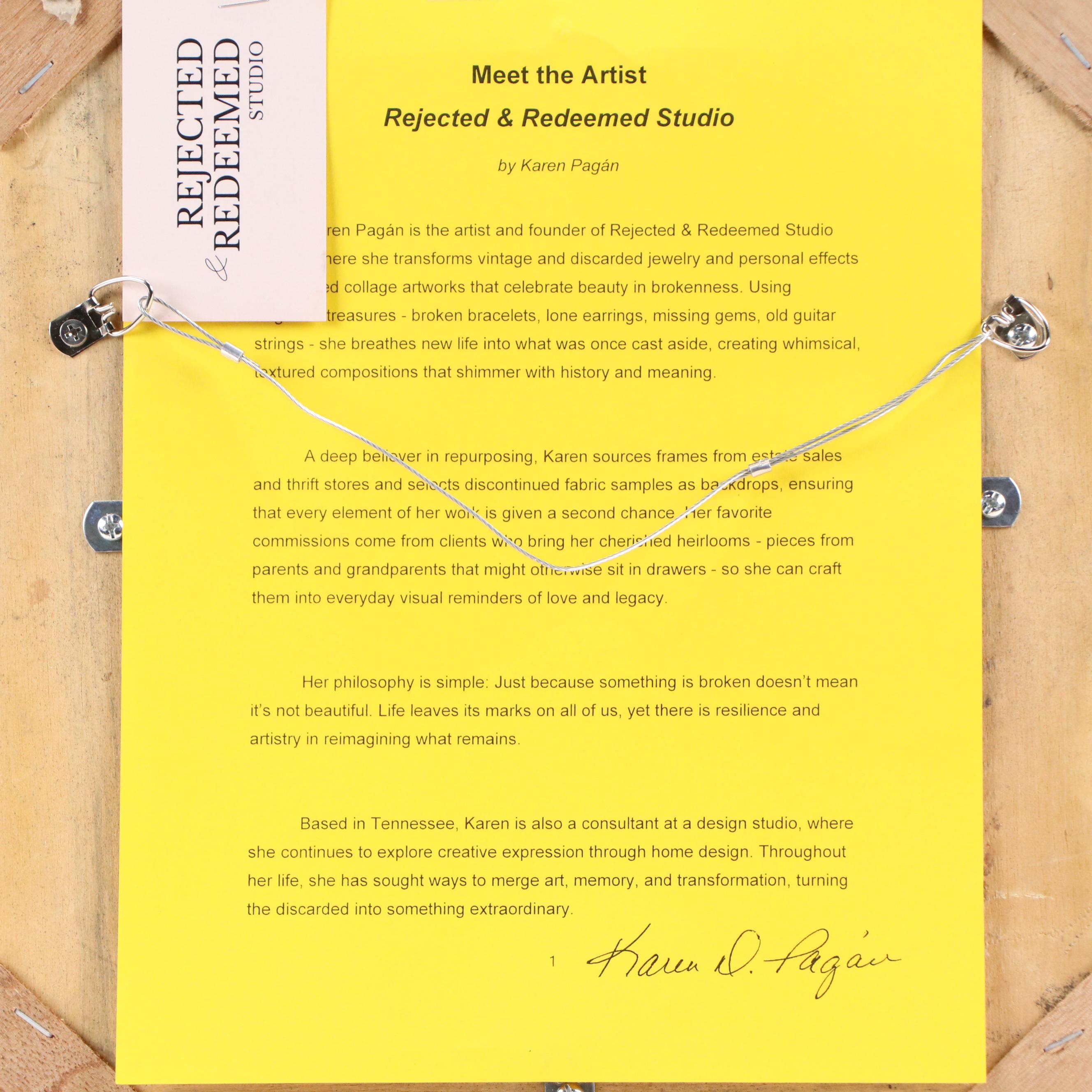 Karen Pagán Repurposed Jewelry Art Collage Bouquet in Vase, 2025