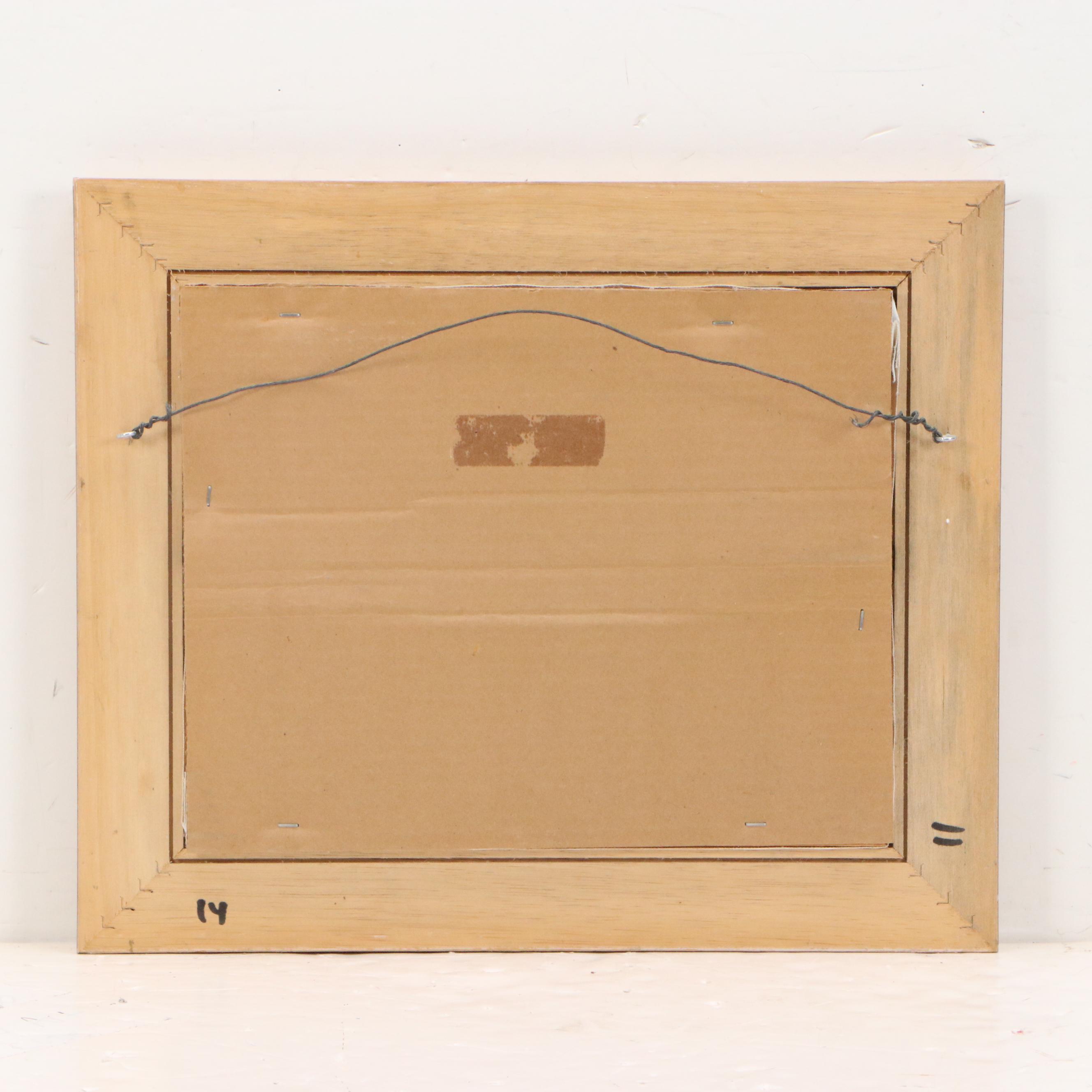 William J. Sanning Oil Painting of Winter Scene with Church, 1945