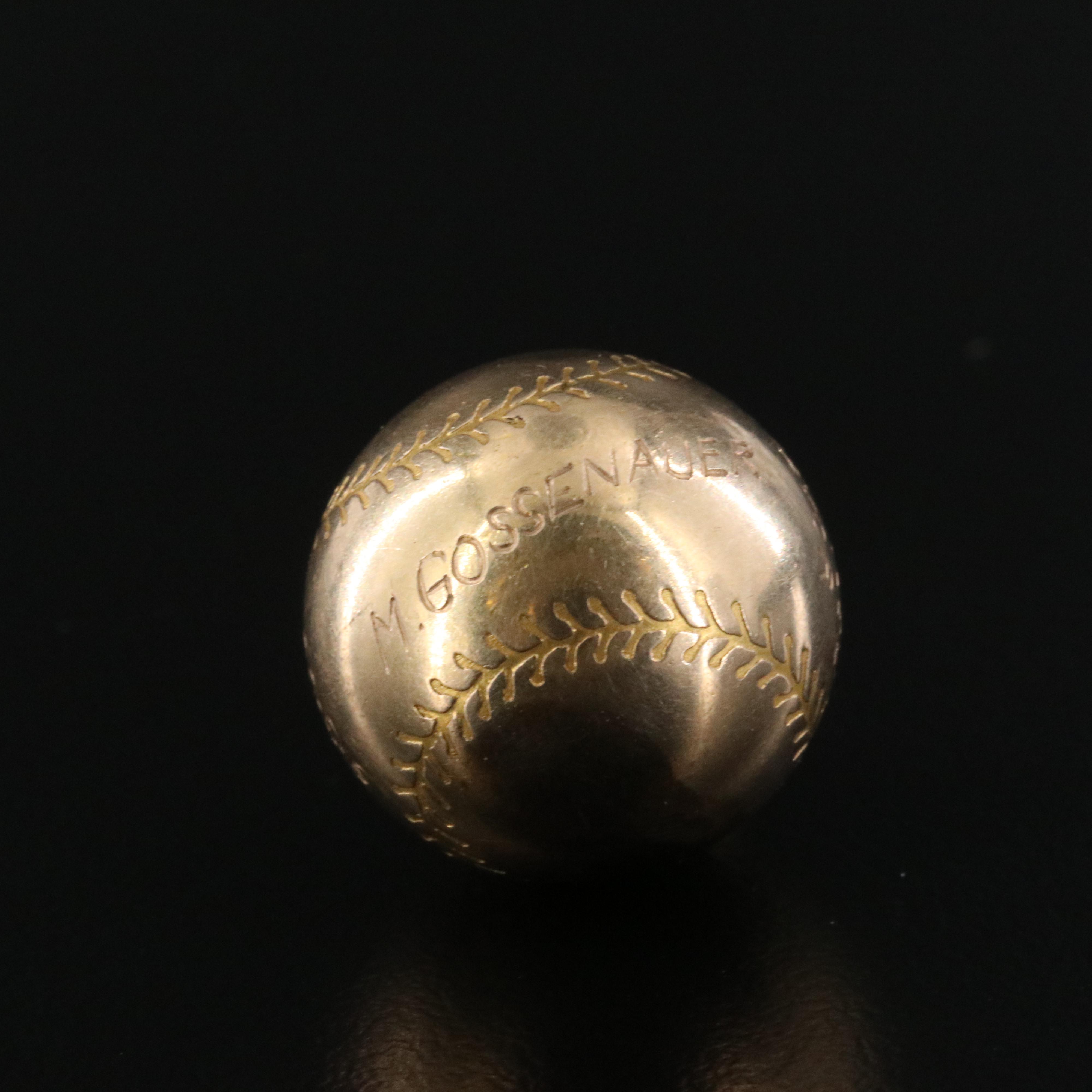 1930s 10K Baseball Charm Pendant