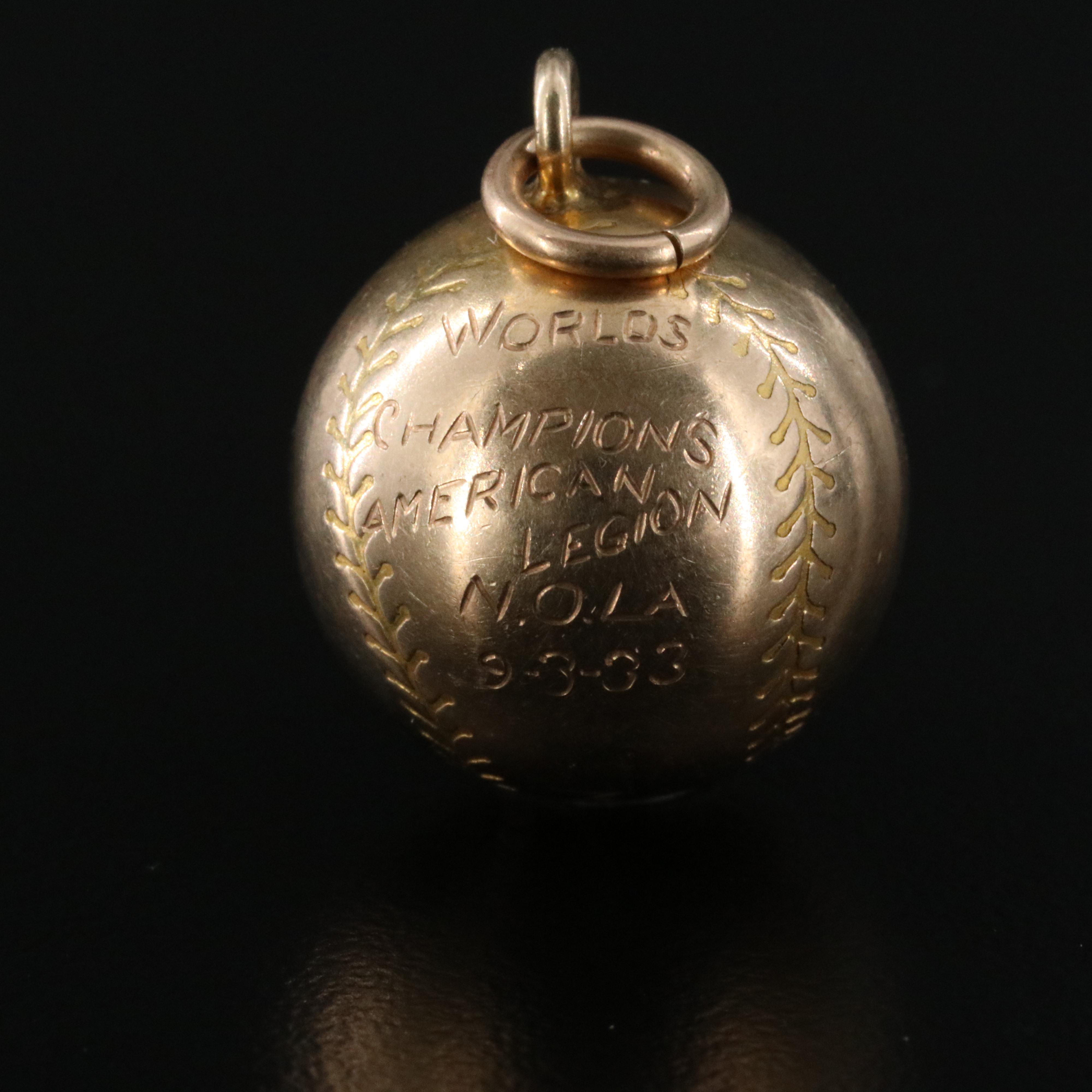 1930s 10K Baseball Charm Pendant