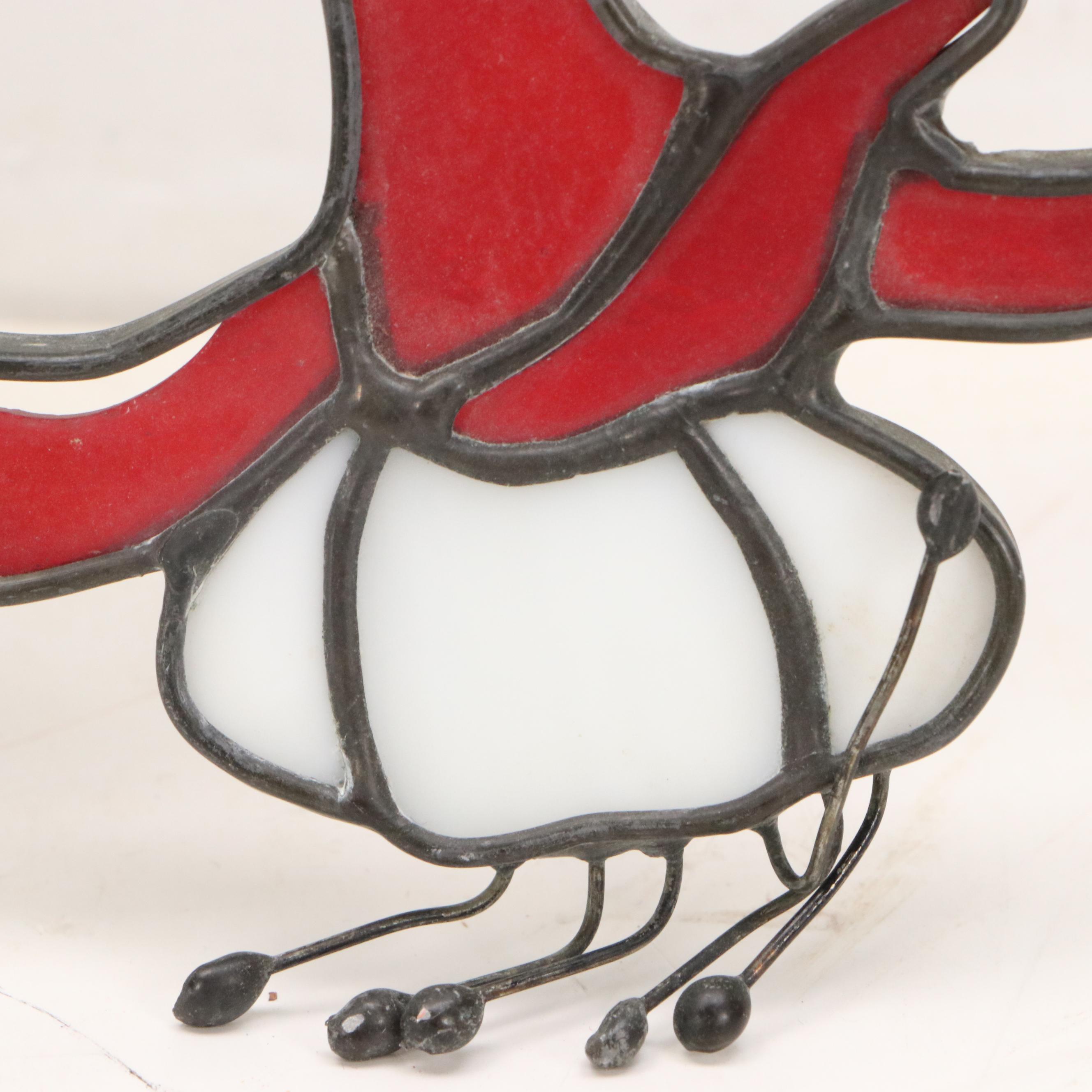 Stained Glass Suncatcher Fuchsia Plant in Pot, Mid to Late 20th Century