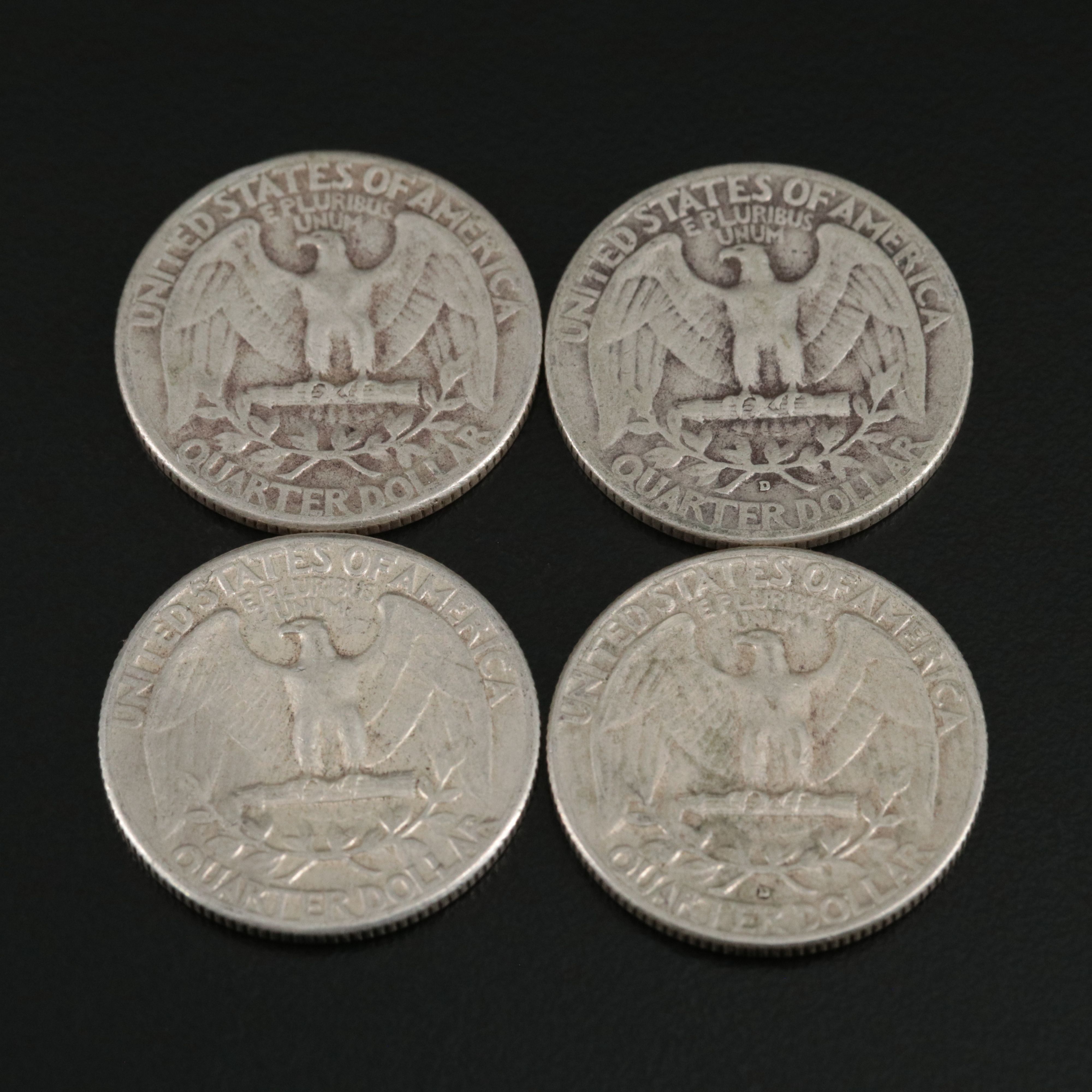 Forty-Two Washington Silver Quarters, 1950s to 1960s
