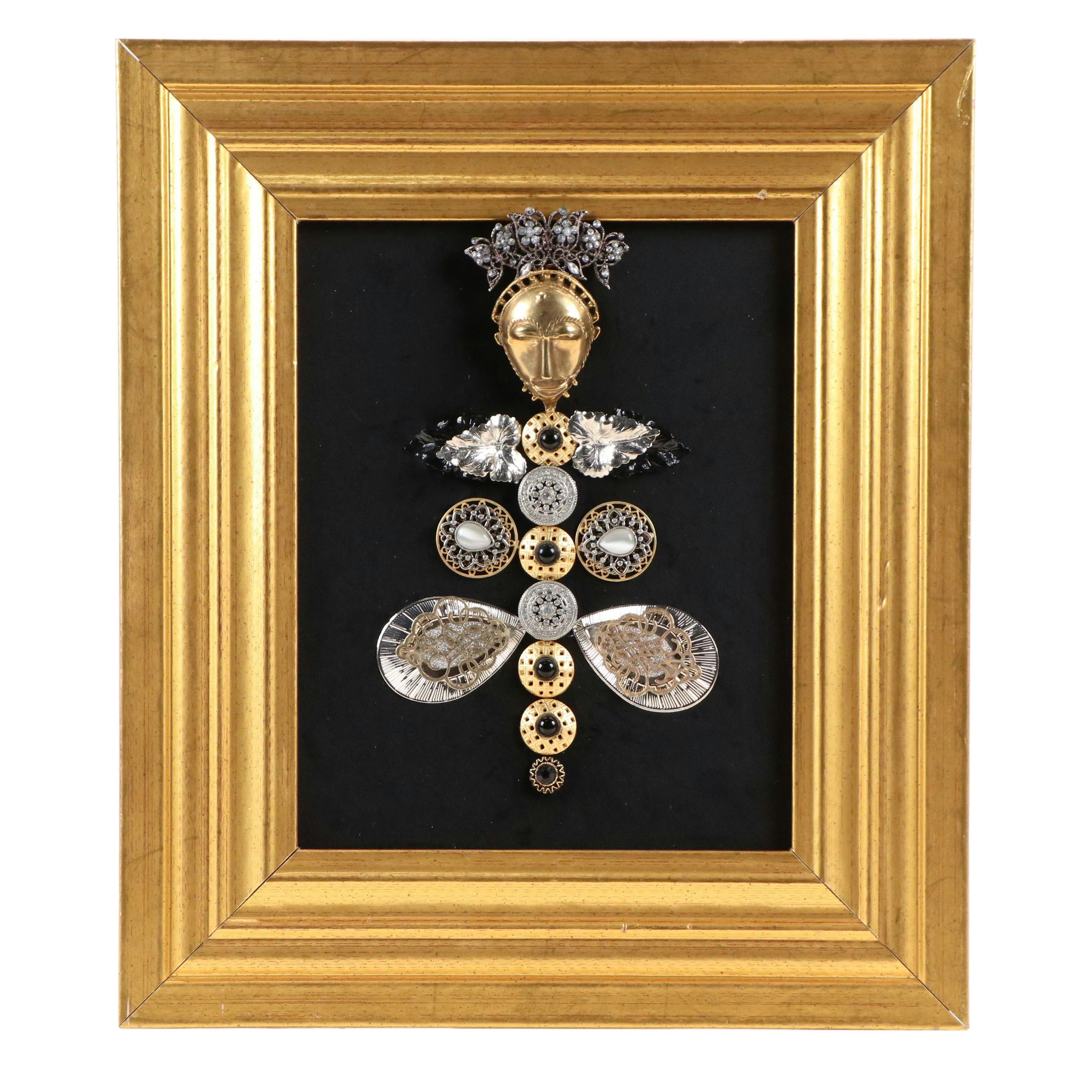 Karen Pagán Repurposed Jewelry Art Collage Figure, 2025