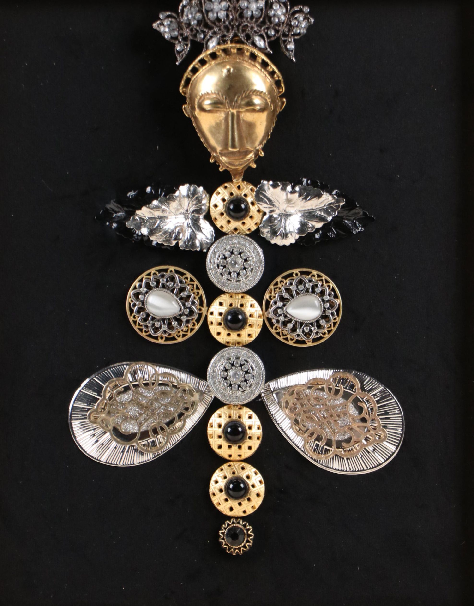 Karen Pagán Repurposed Jewelry Art Collage Figure, 2025