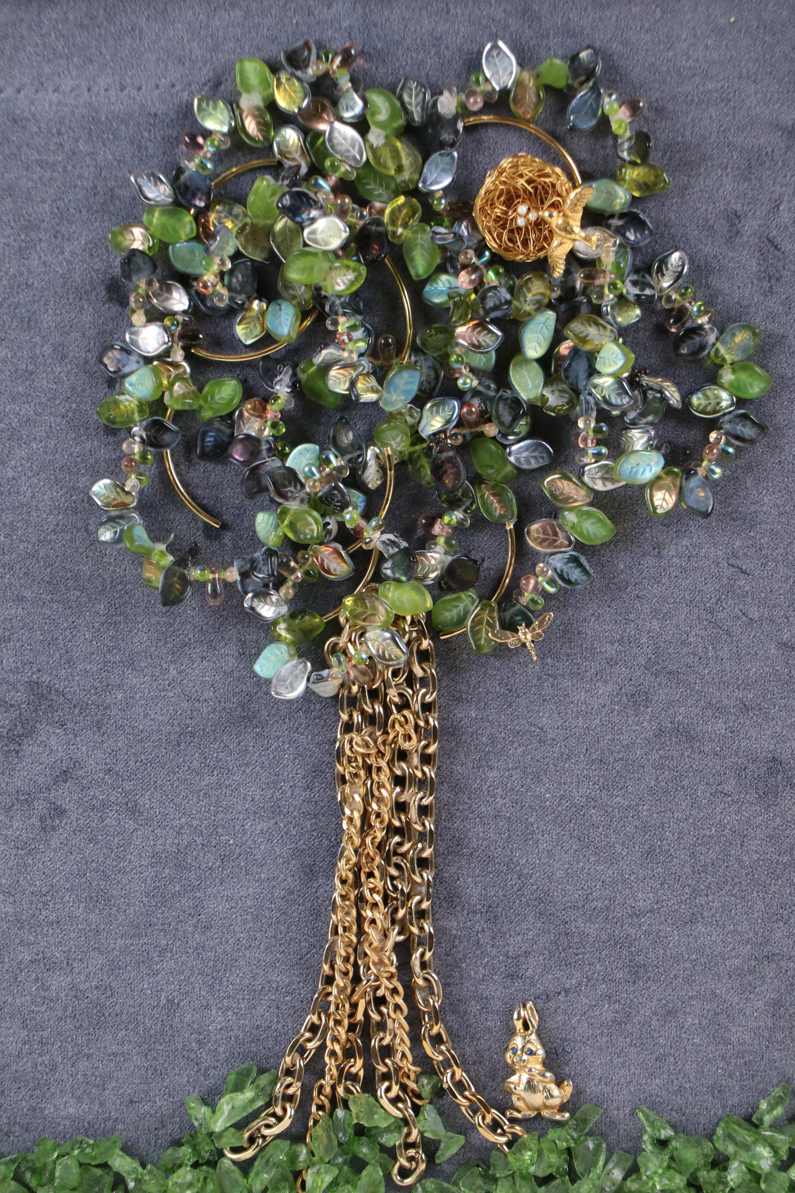 Karen Pagán Repurposed Jewelry Art Collage Tree, 2025