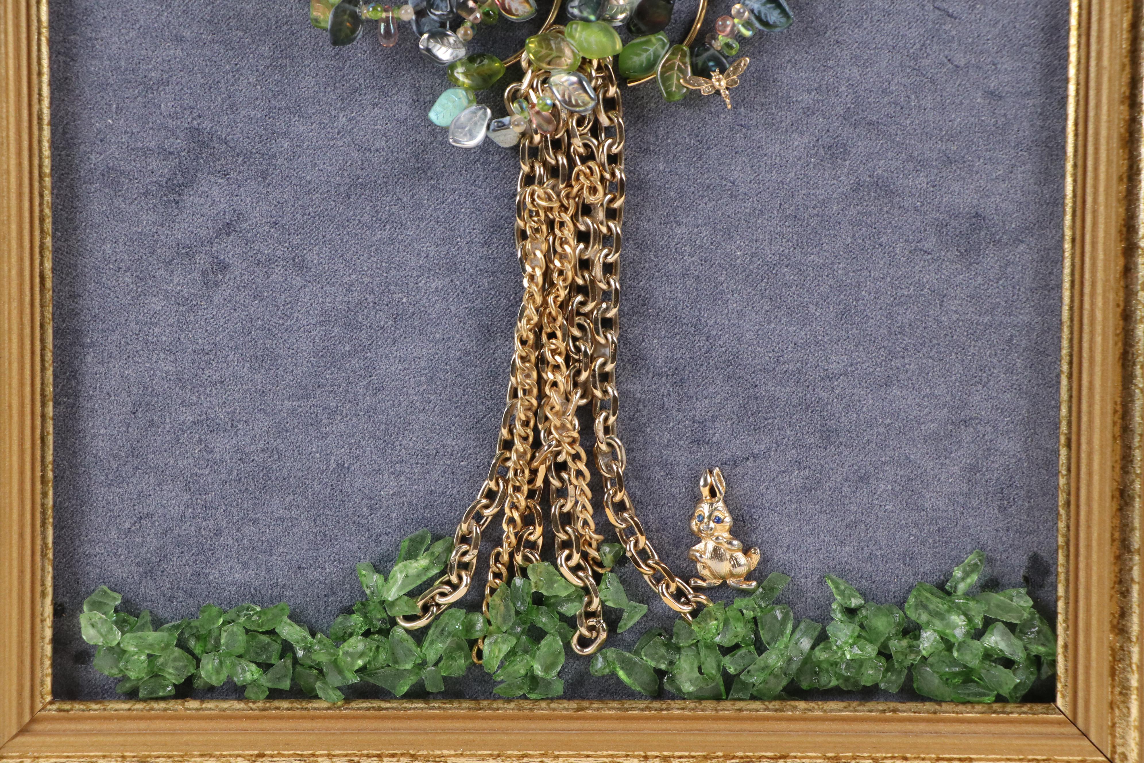Karen Pagán Repurposed Jewelry Art Collage Tree, 2025