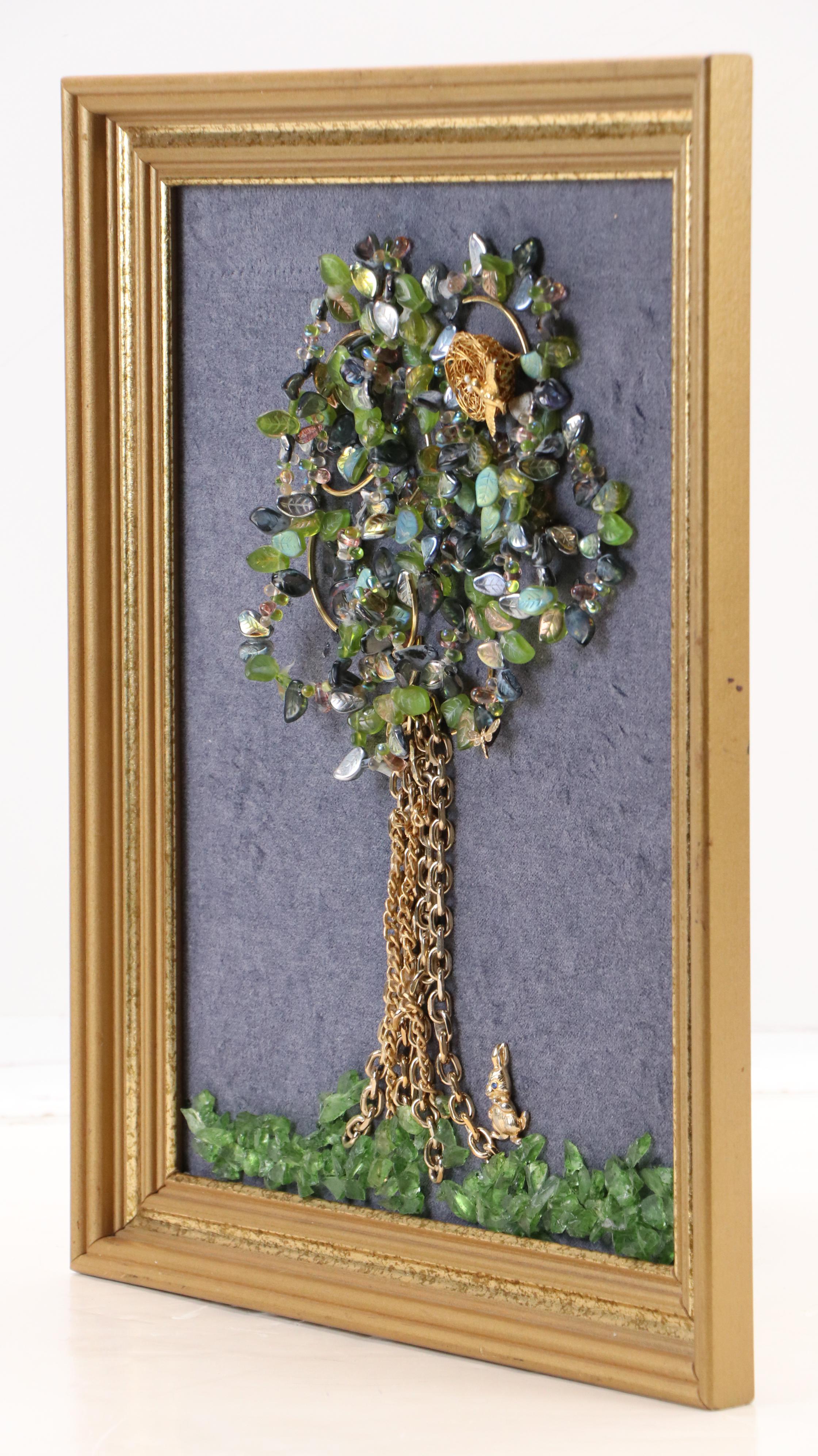 Karen Pagán Repurposed Jewelry Art Collage Tree, 2025