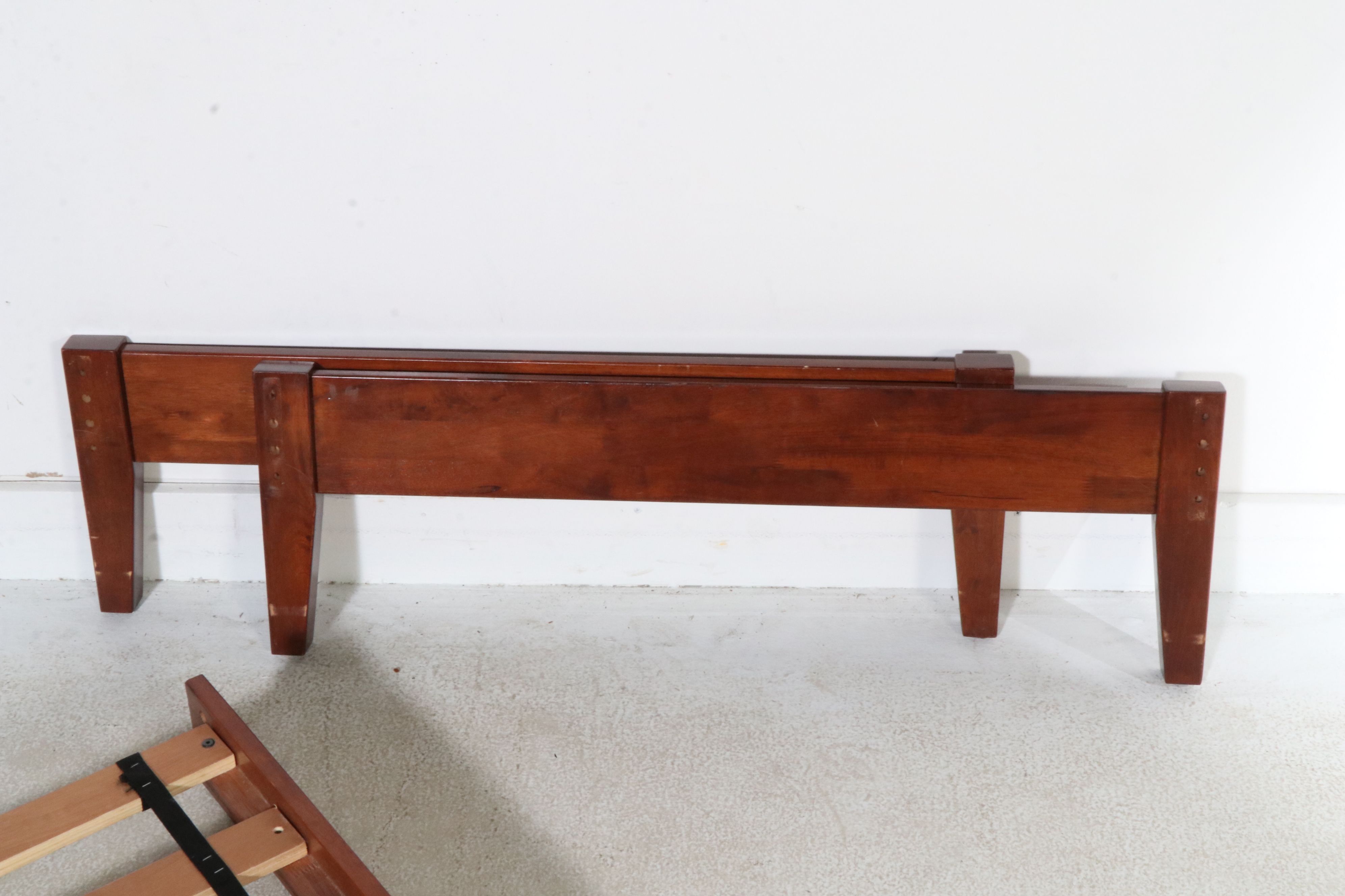 Pair of Crafts Style Cherry Twin Beds with Nightstand and Drawers