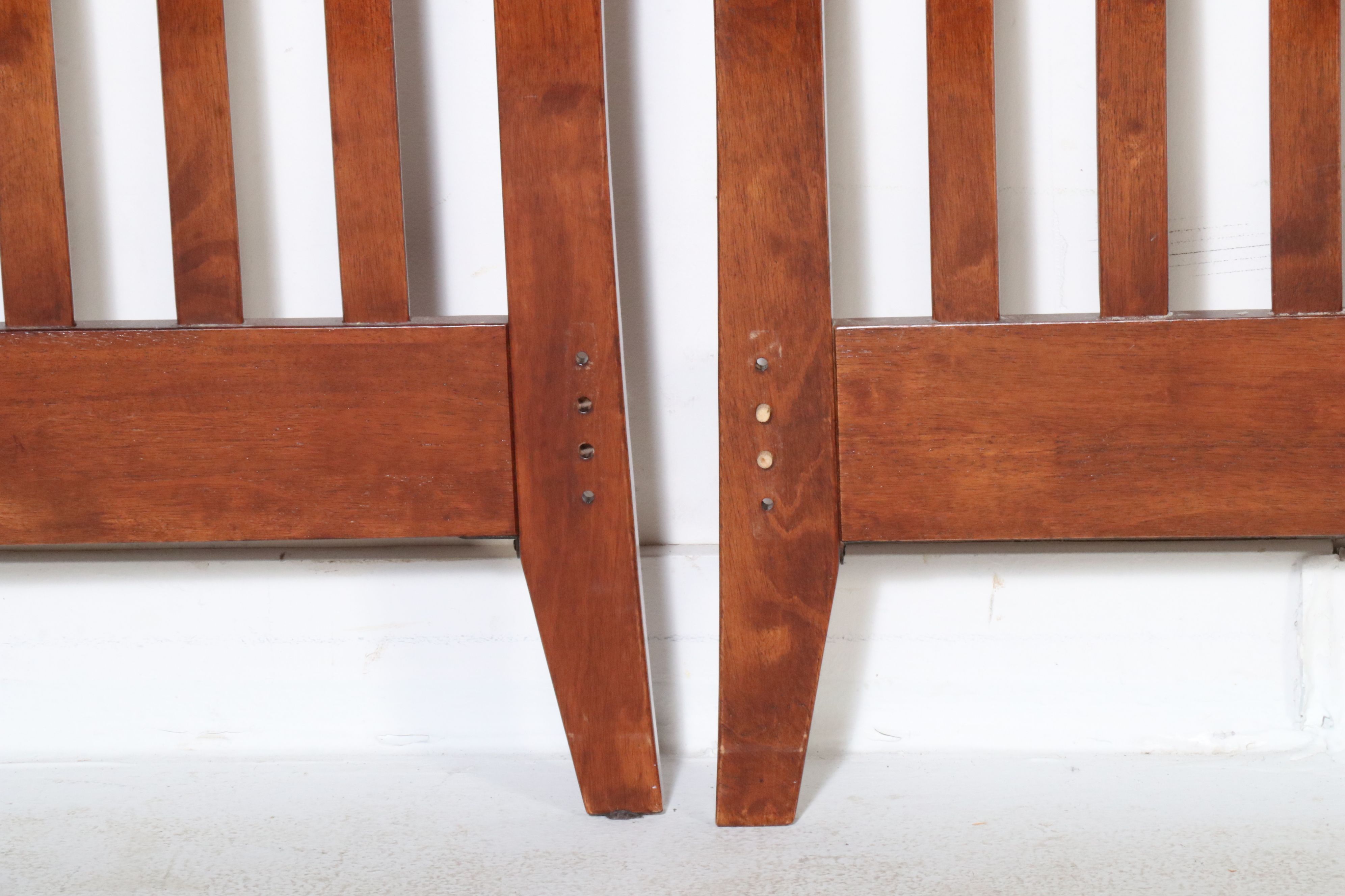 Pair of Crafts Style Cherry Twin Beds with Nightstand and Drawers