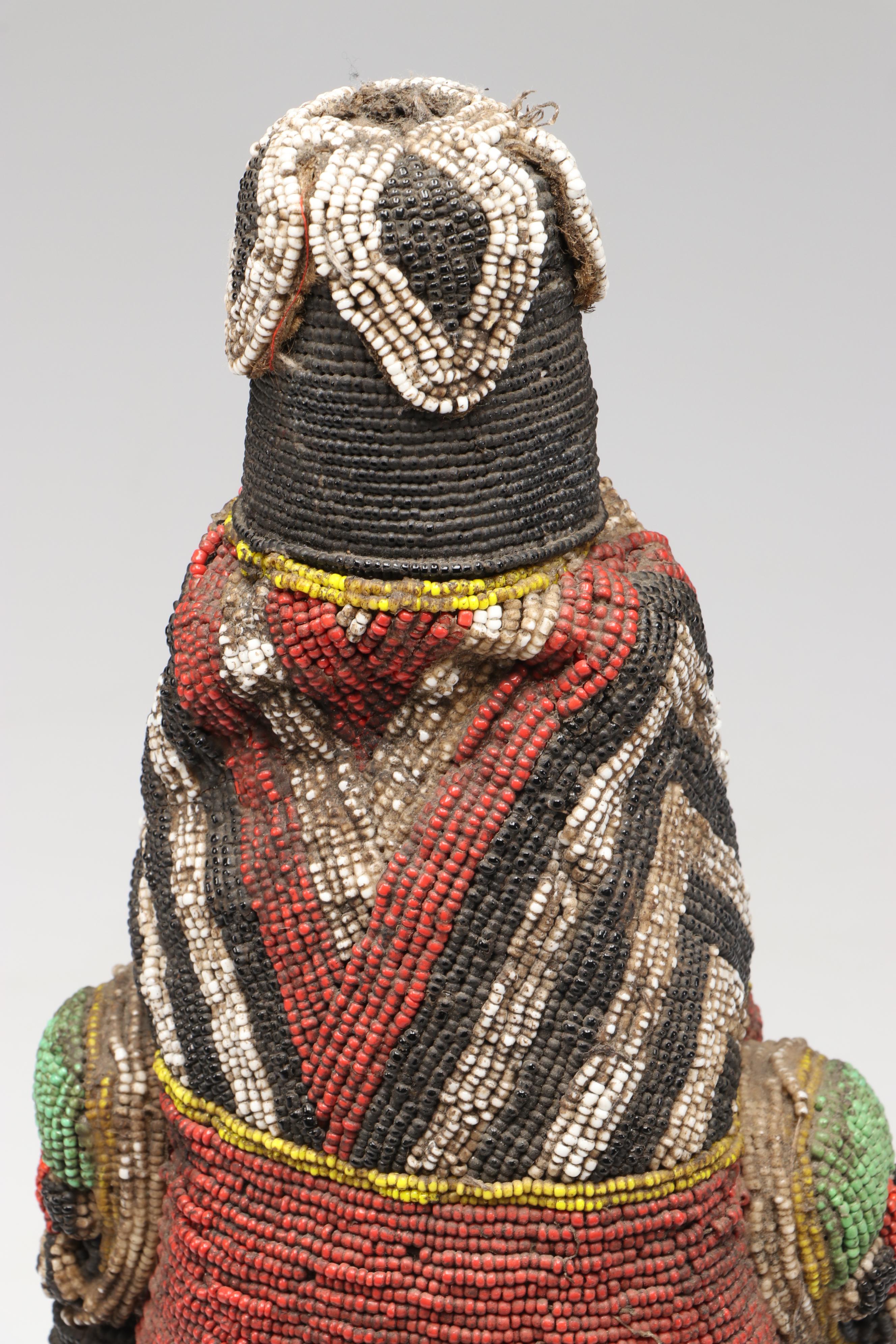 Nigerian Yoruba Adé Hand-Beaded Crowns with Beadwork Fringe