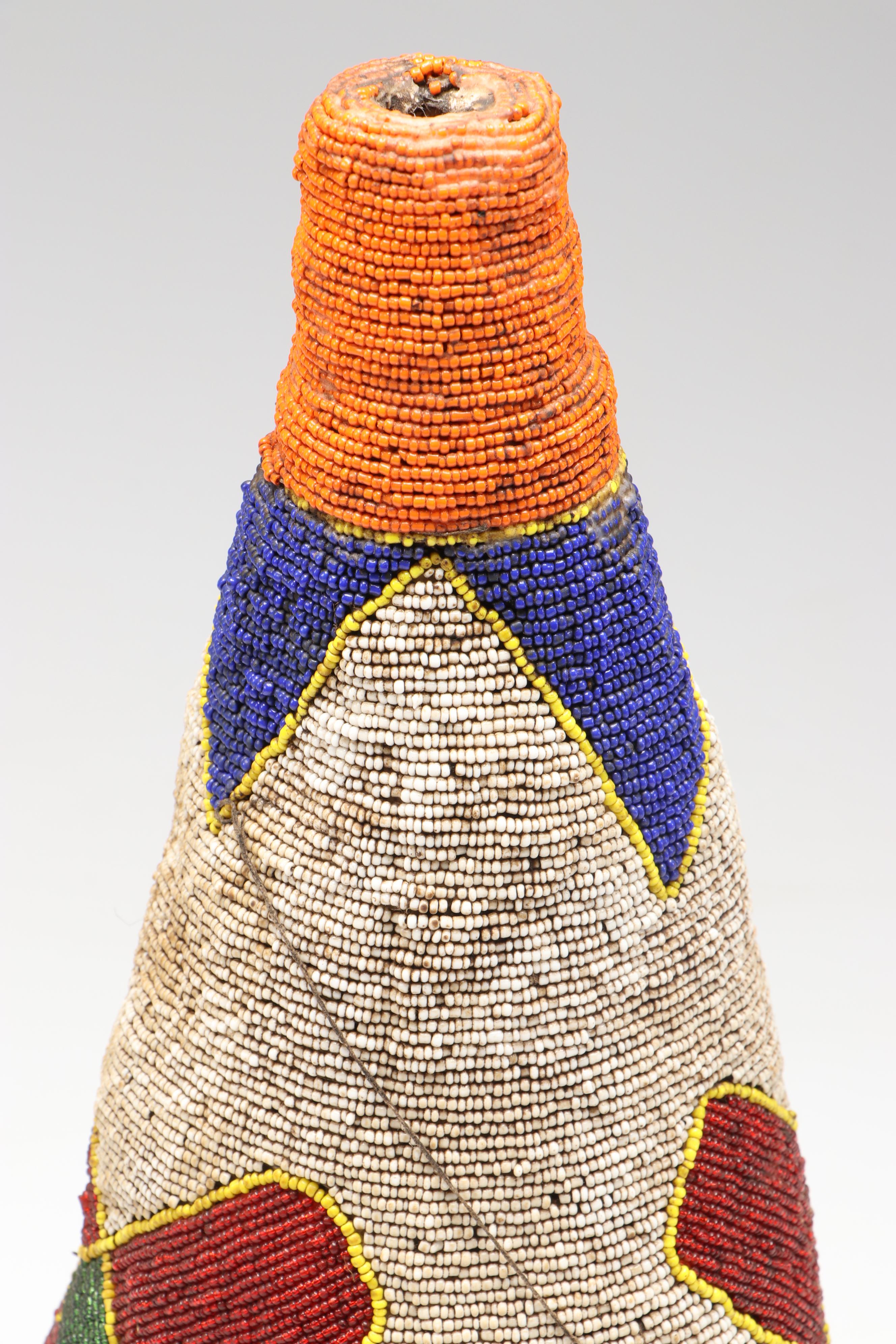Nigerian Yoruba Adé Hand-Beaded Crowns with Beadwork Fringe