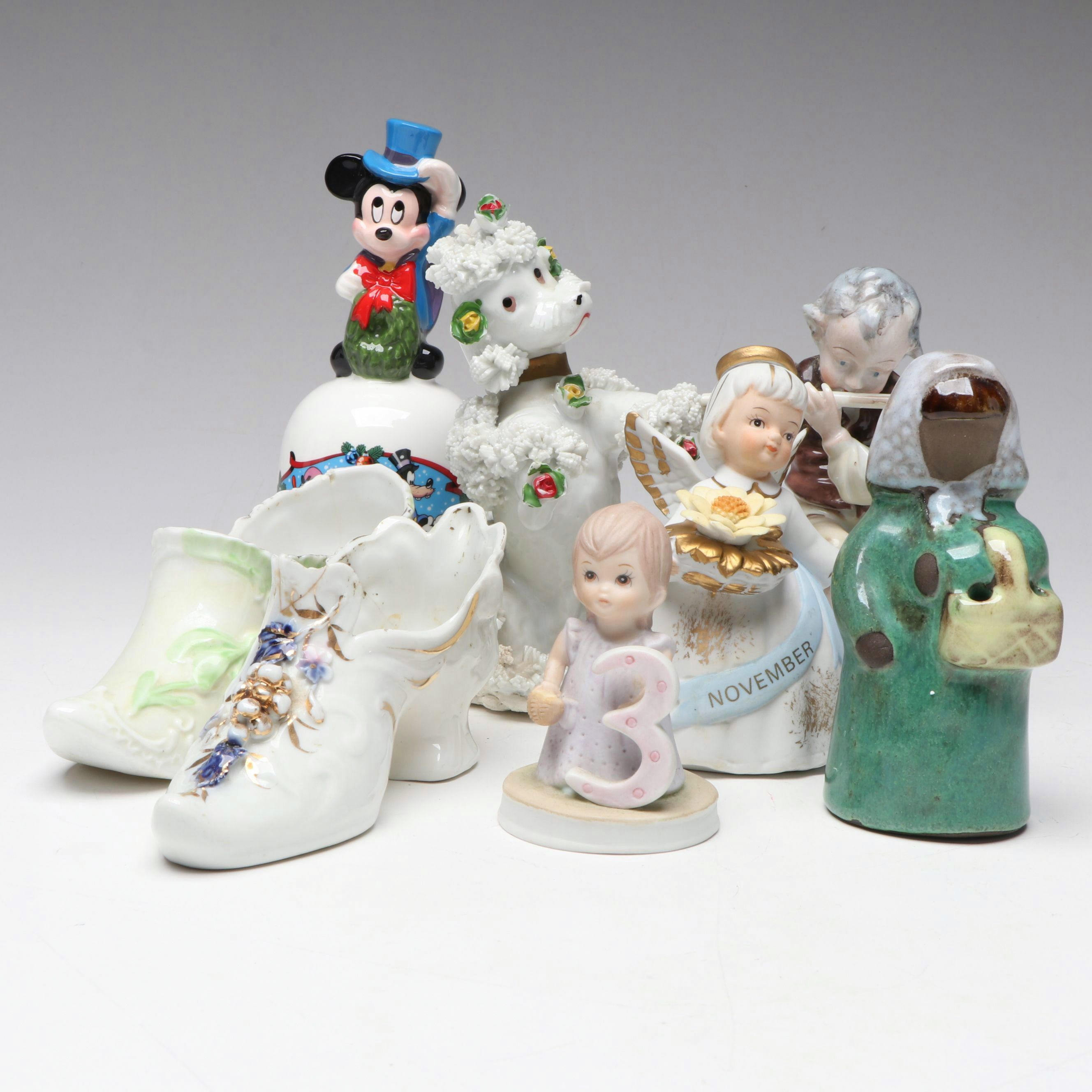 Disney "Warm Winter Ride" Limited Edition Bell with Lefton and Other Figurines