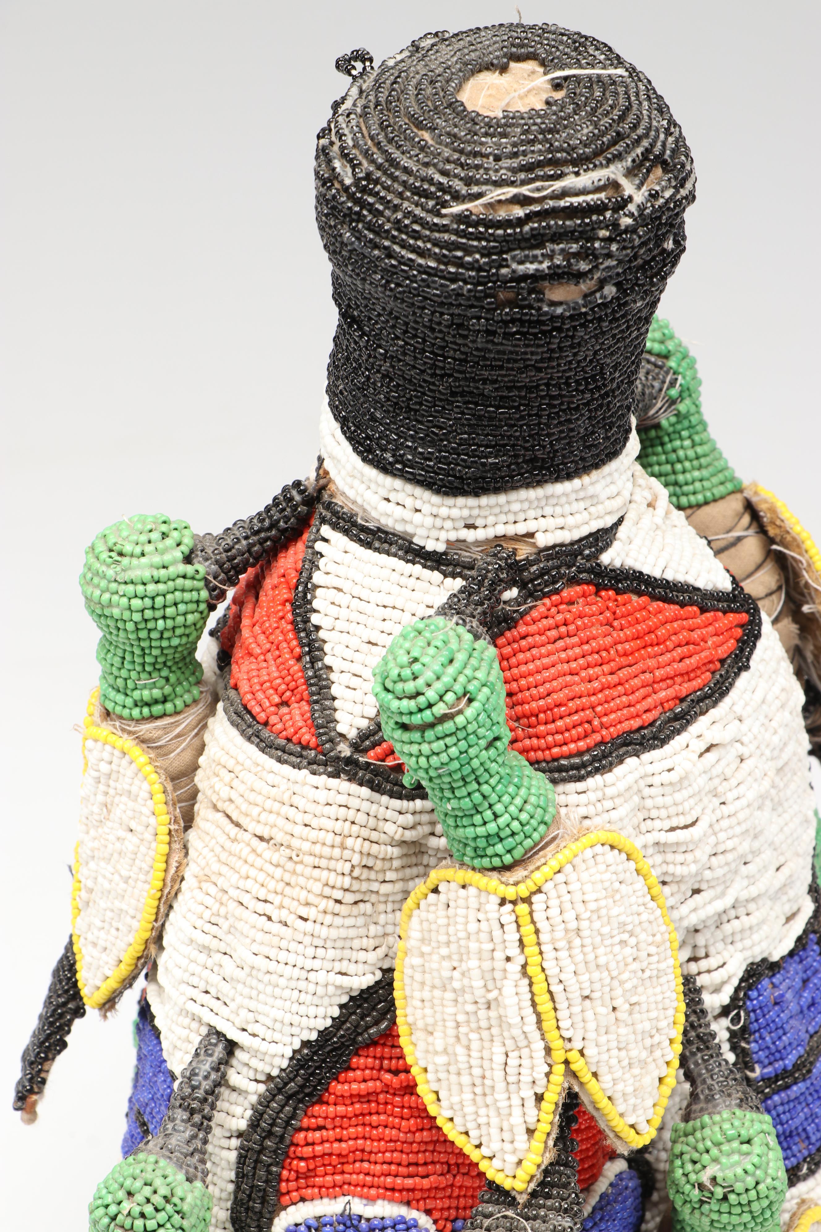 Nigerian Yoruba Adé Hand-Beaded Oba Crowns with Beaded Fringe