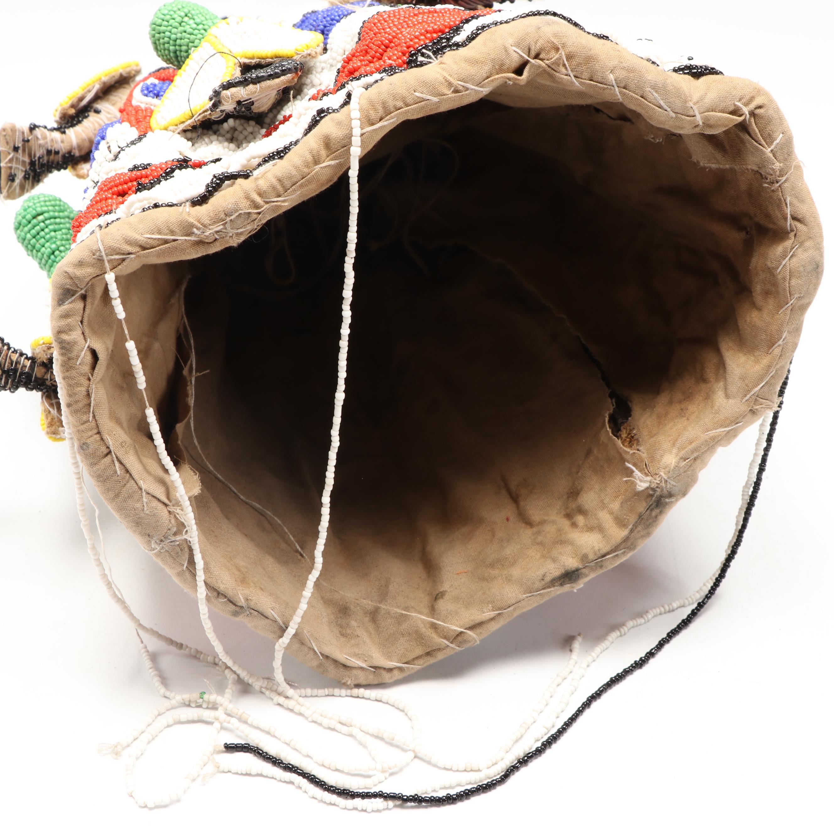 Nigerian Yoruba Adé Hand-Beaded Oba Crowns with Beaded Fringe