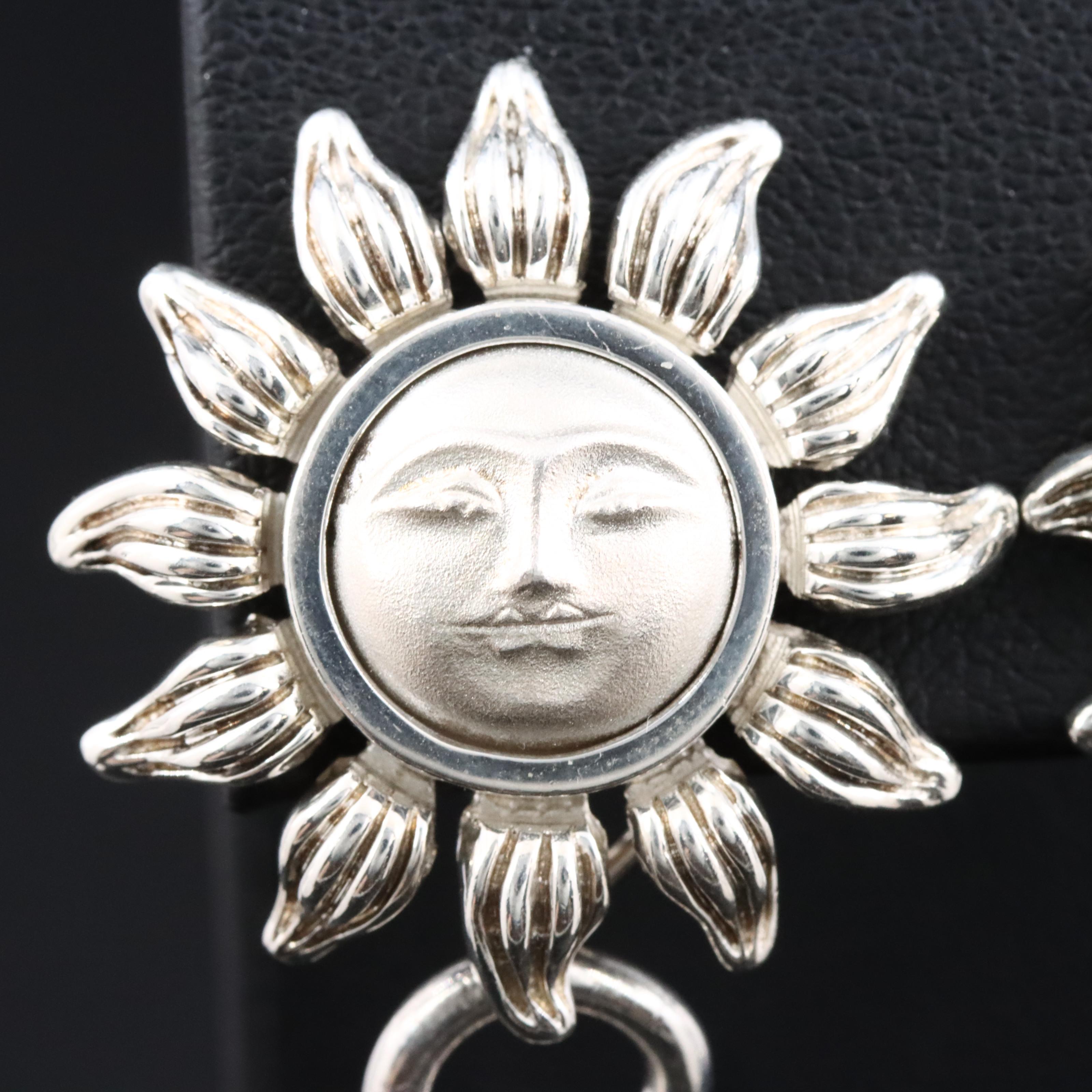 Tiffany & Co Sterling Silver Sun Earrings with Removable Black Onyx Bead Tassels