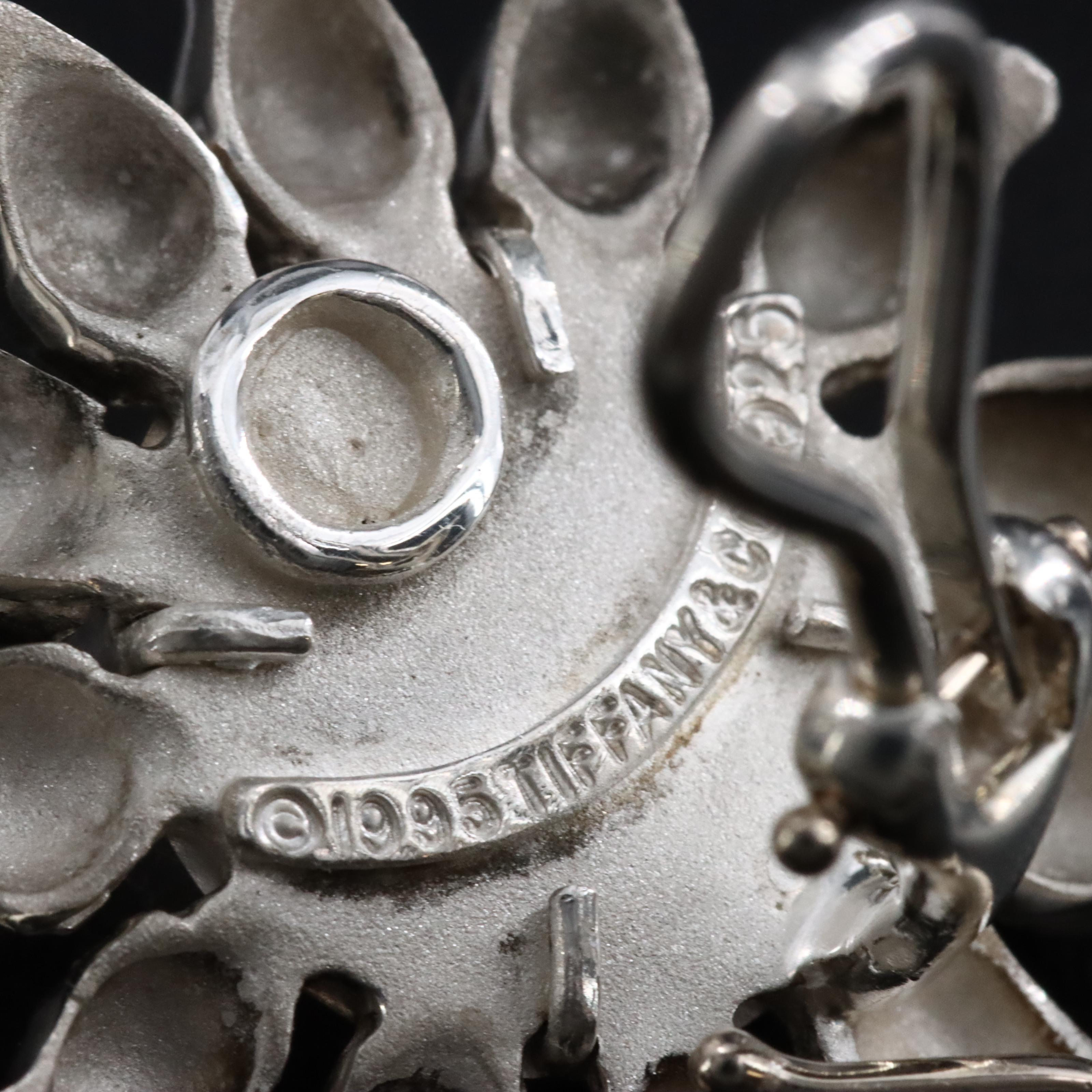 Tiffany & Co Sterling Silver Sun Earrings with Removable Black Onyx Bead Tassels