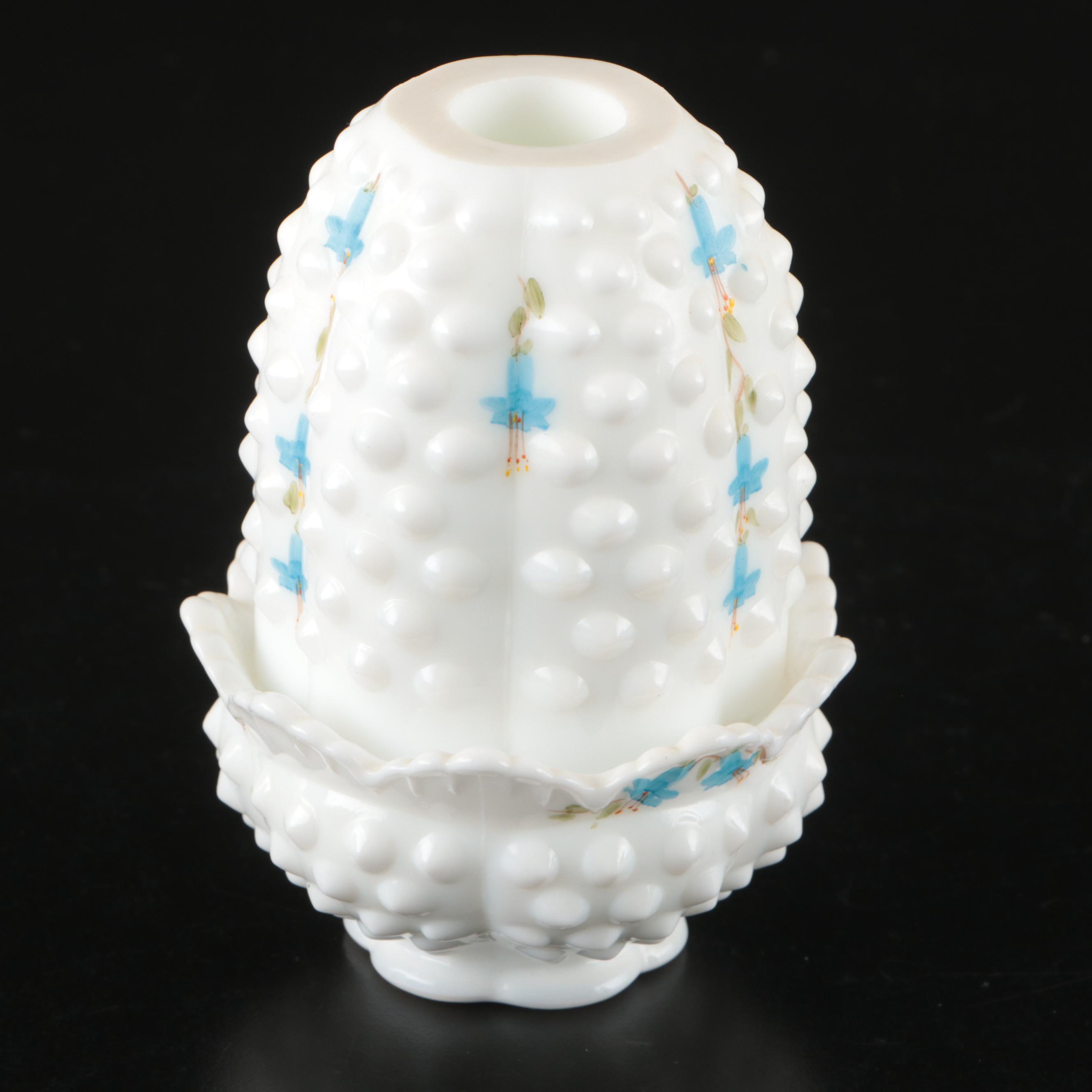 Fenton and Other Hand-Painted Milk Glass Fairy Lamps