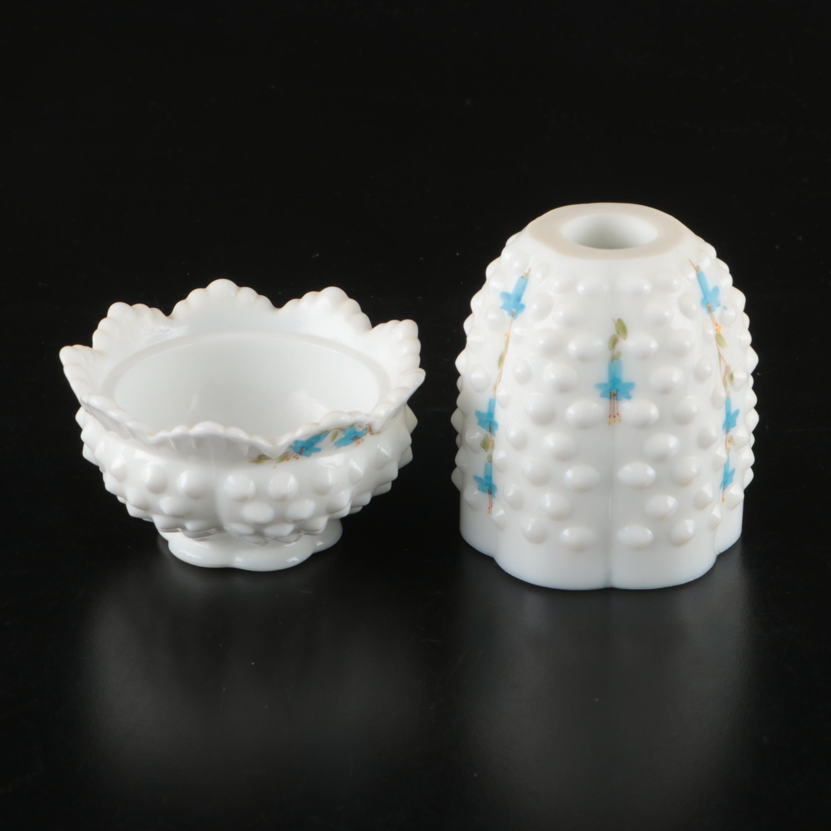 Fenton and Other Hand-Painted Milk Glass Fairy Lamps