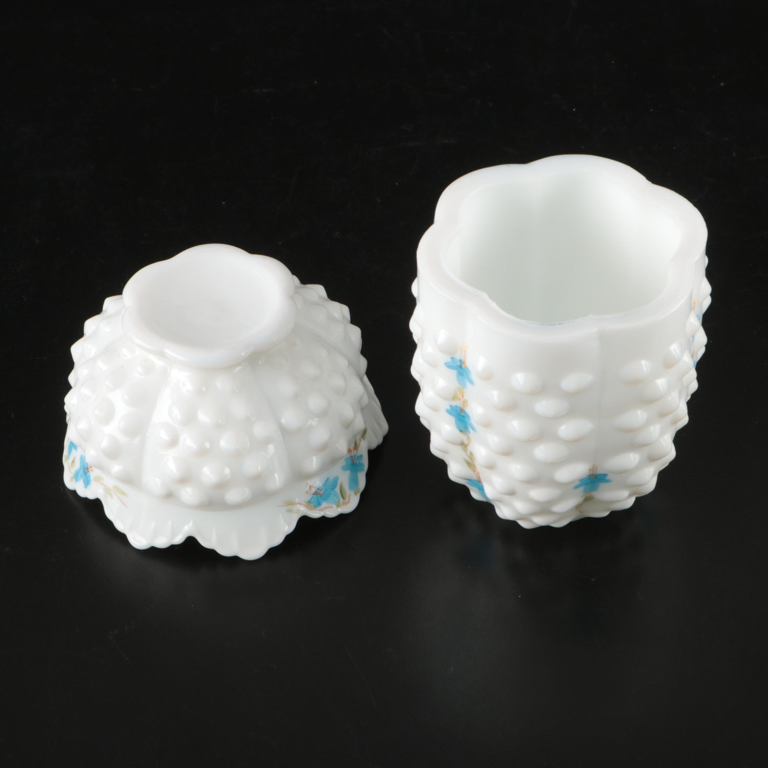 Fenton and Other Hand-Painted Milk Glass Fairy Lamps