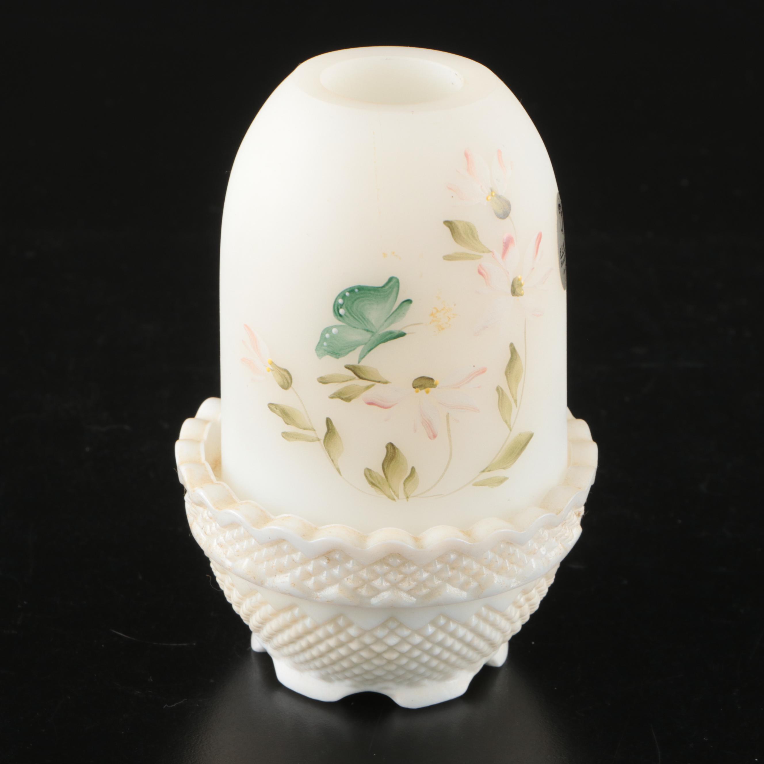 Fenton and Other Hand-Painted Milk Glass Fairy Lamps