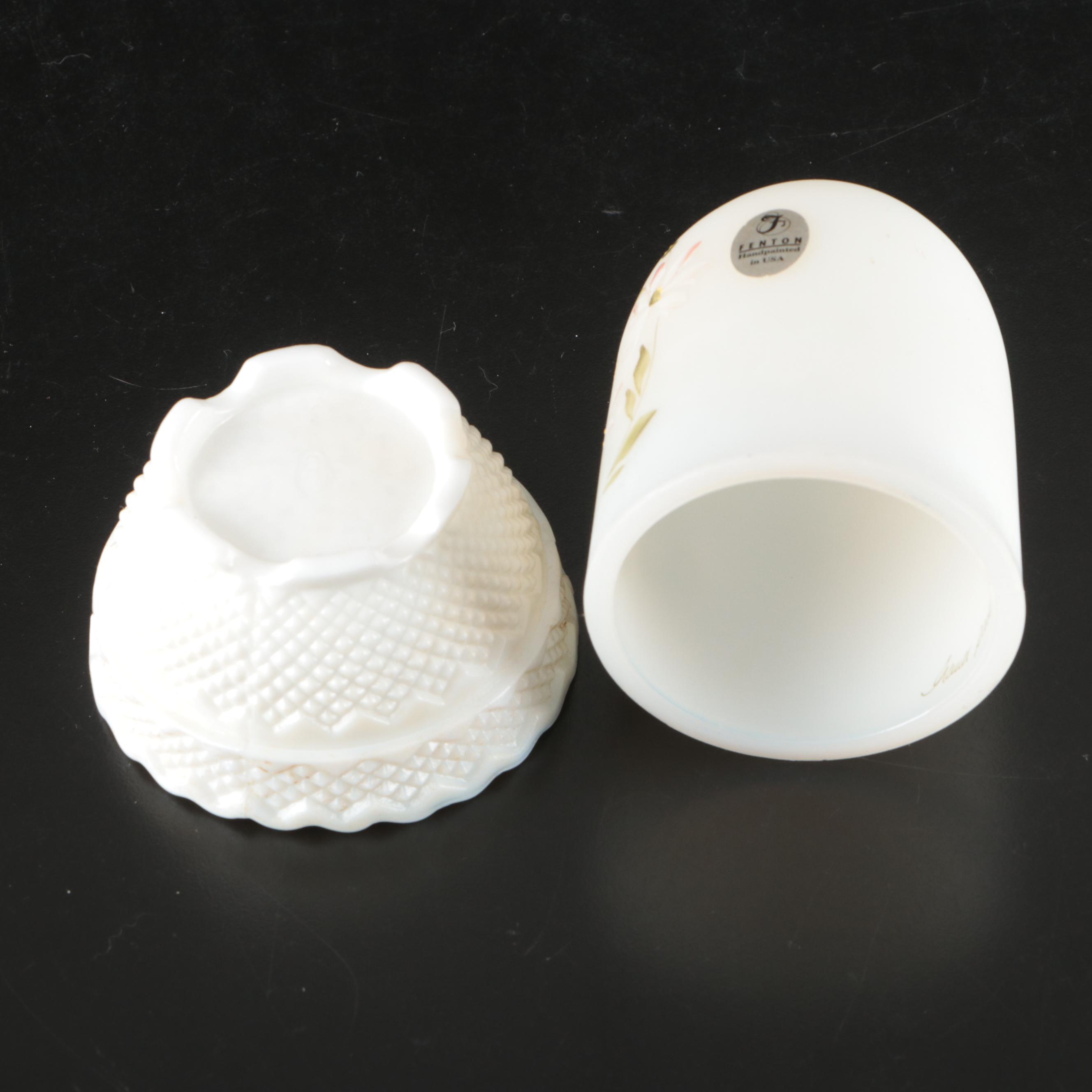 Fenton and Other Hand-Painted Milk Glass Fairy Lamps