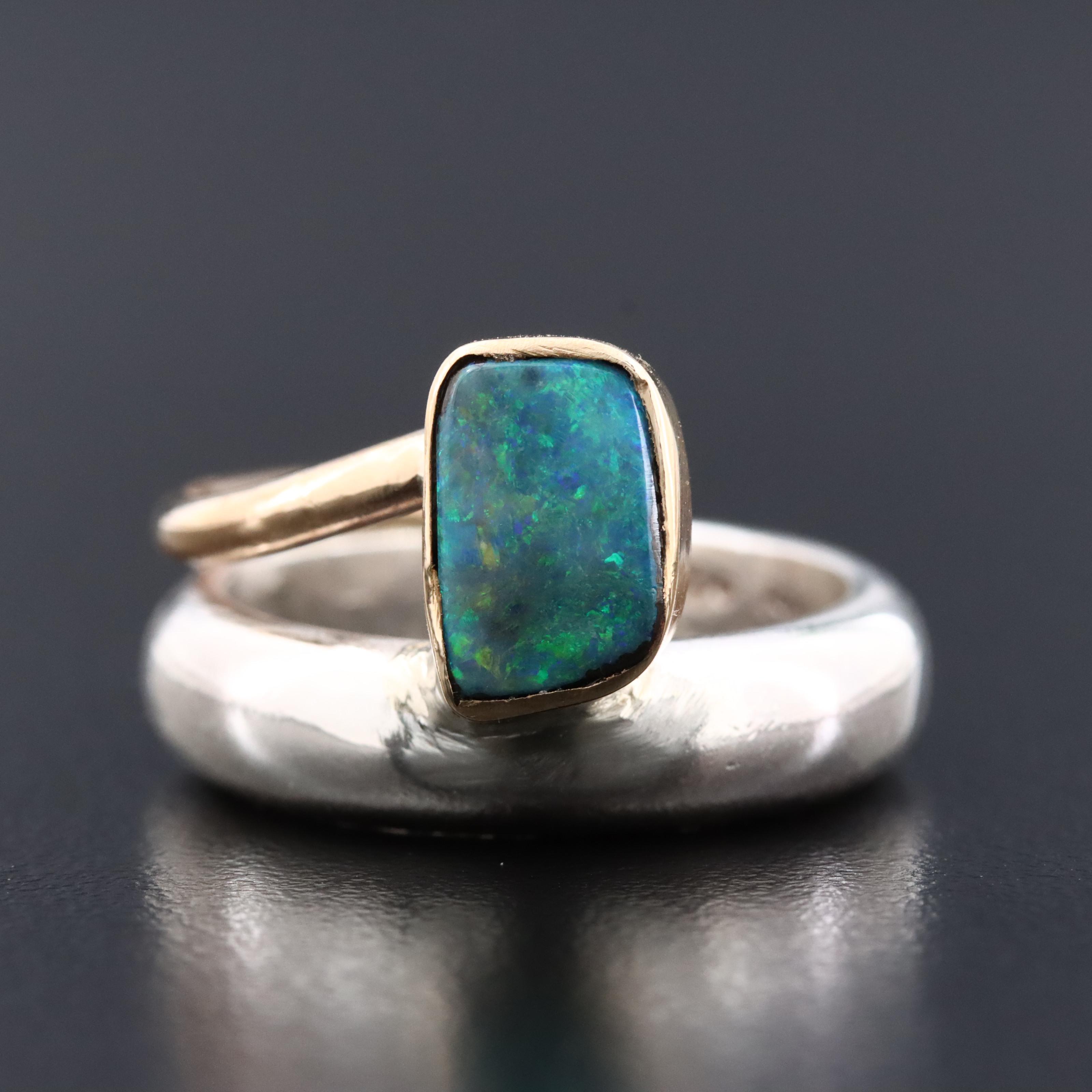 Artisan Sterling and 14K Opal Doublet Ring