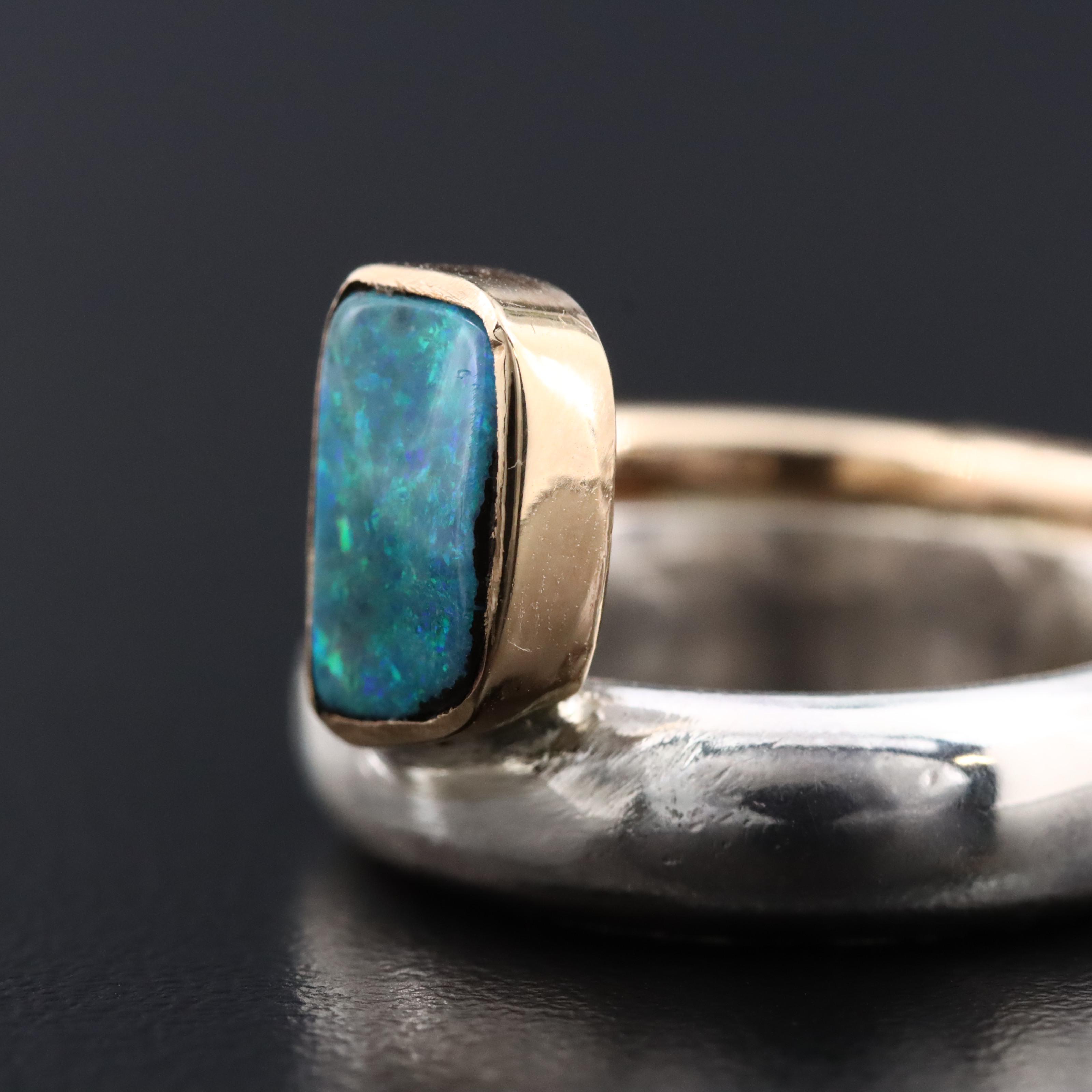 Artisan Sterling and 14K Opal Doublet Ring