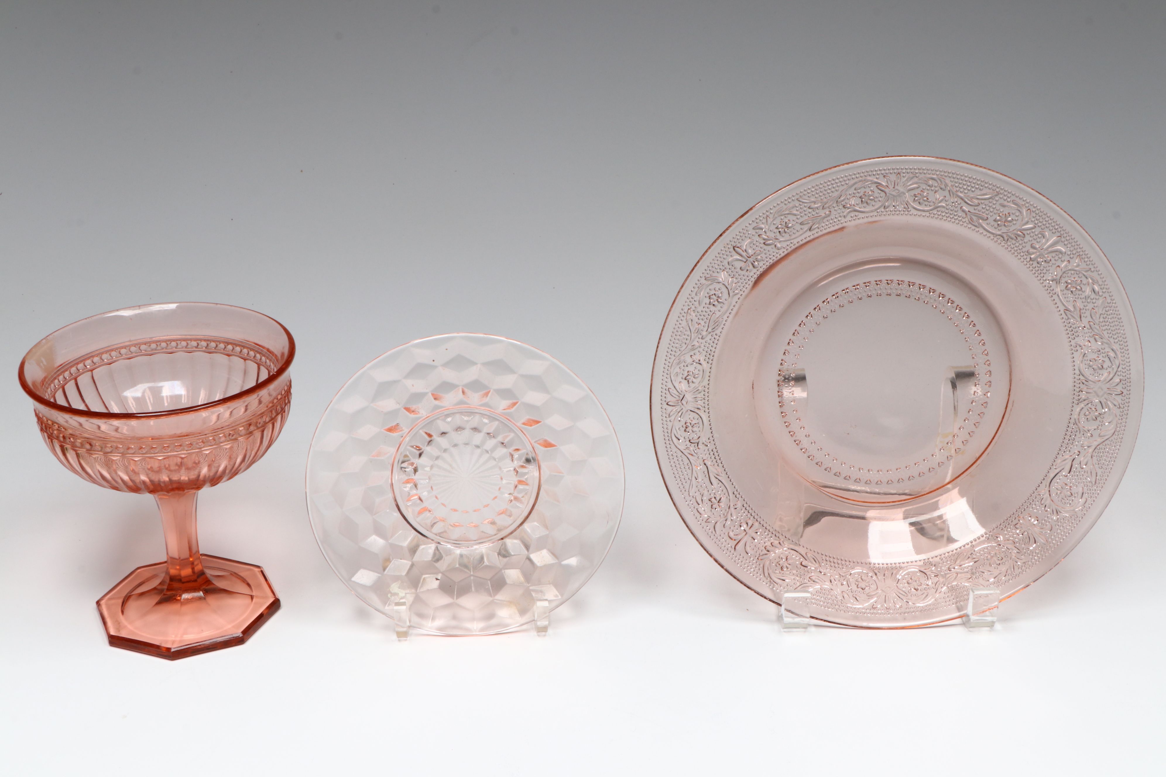 Imperial Glass "Fancy Colonial" Compote with Other Depression and Uranium Glass