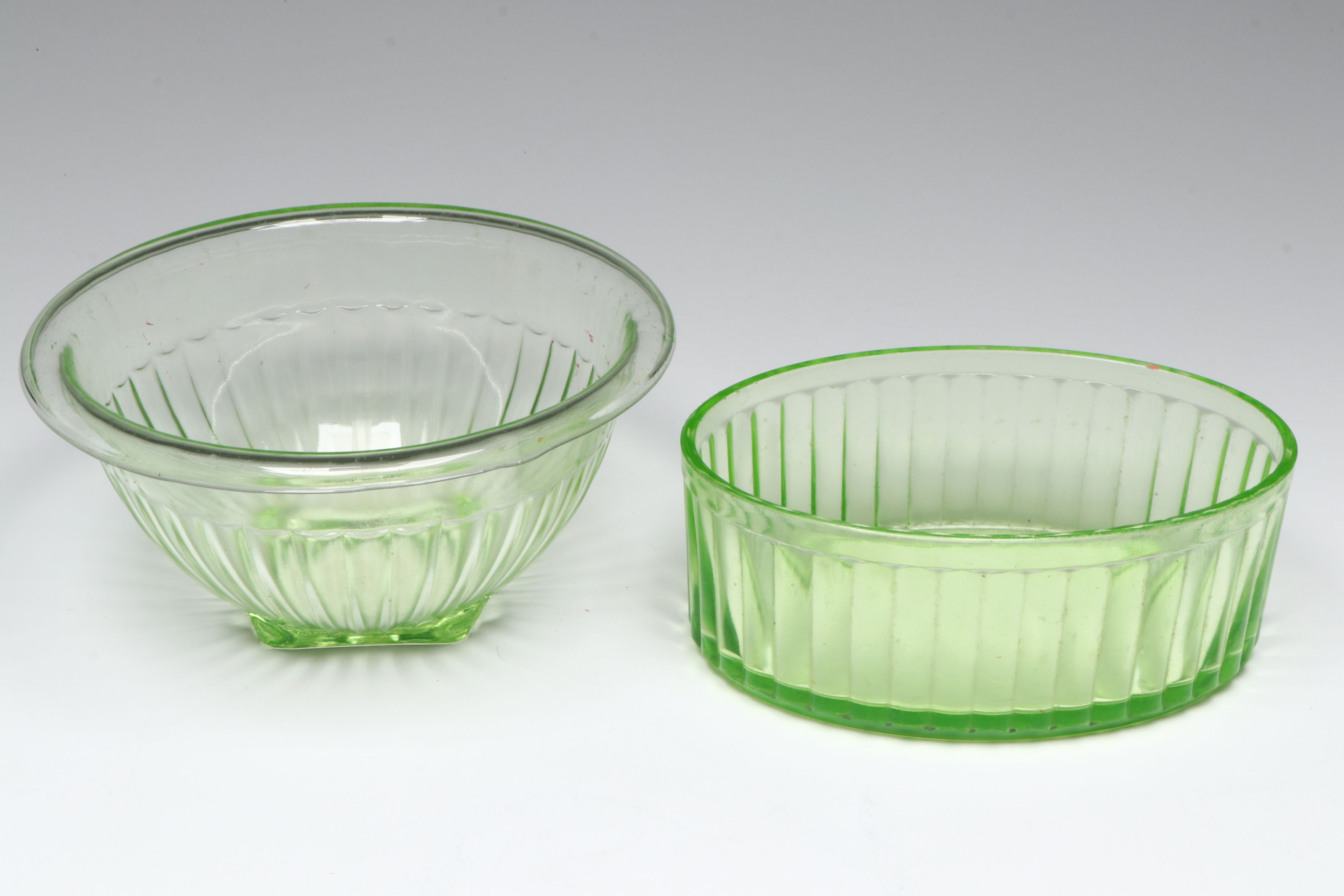 Imperial Glass "Fancy Colonial" Compote with Other Depression and Uranium Glass
