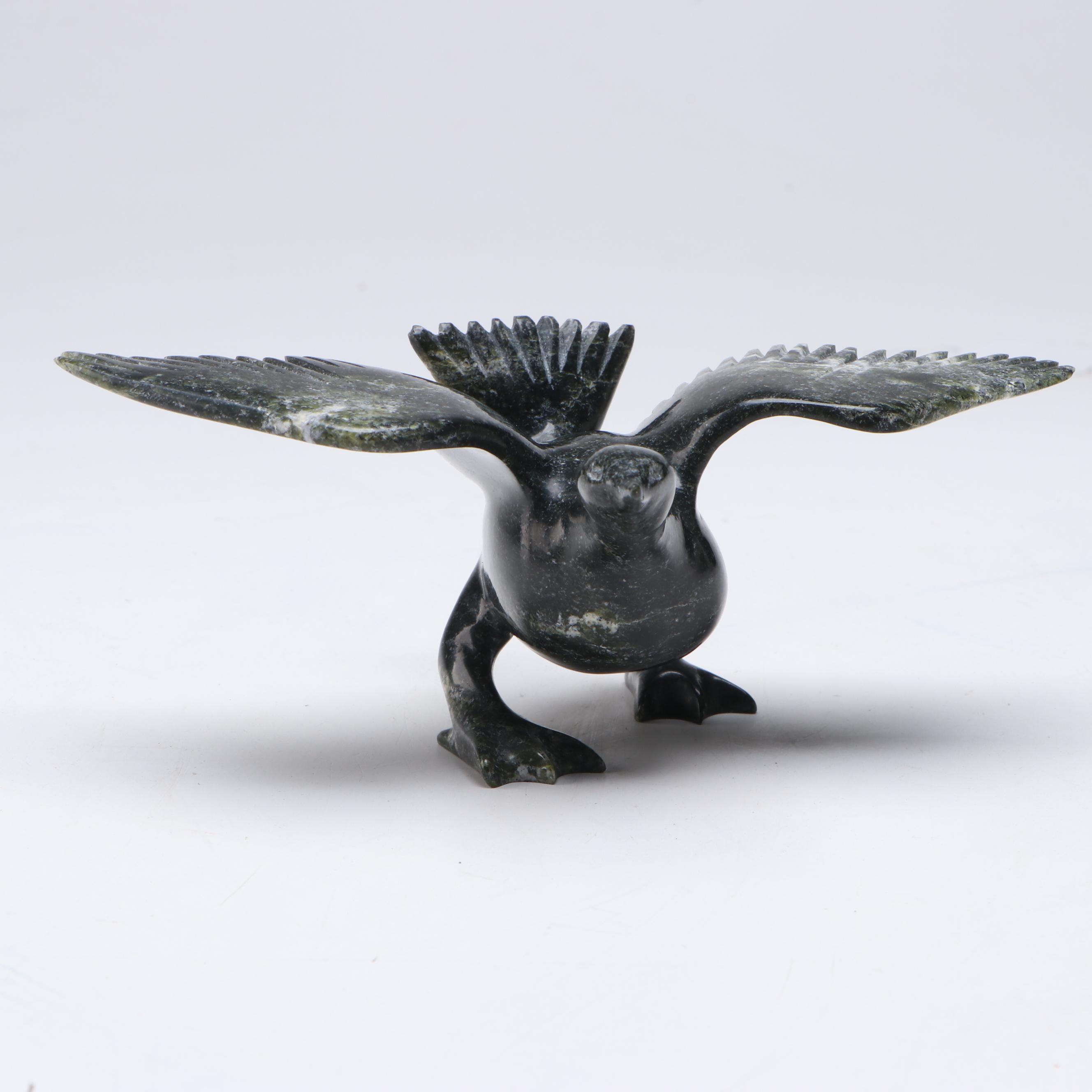 Inuit Flying Goose Carved Serpentine Figure
