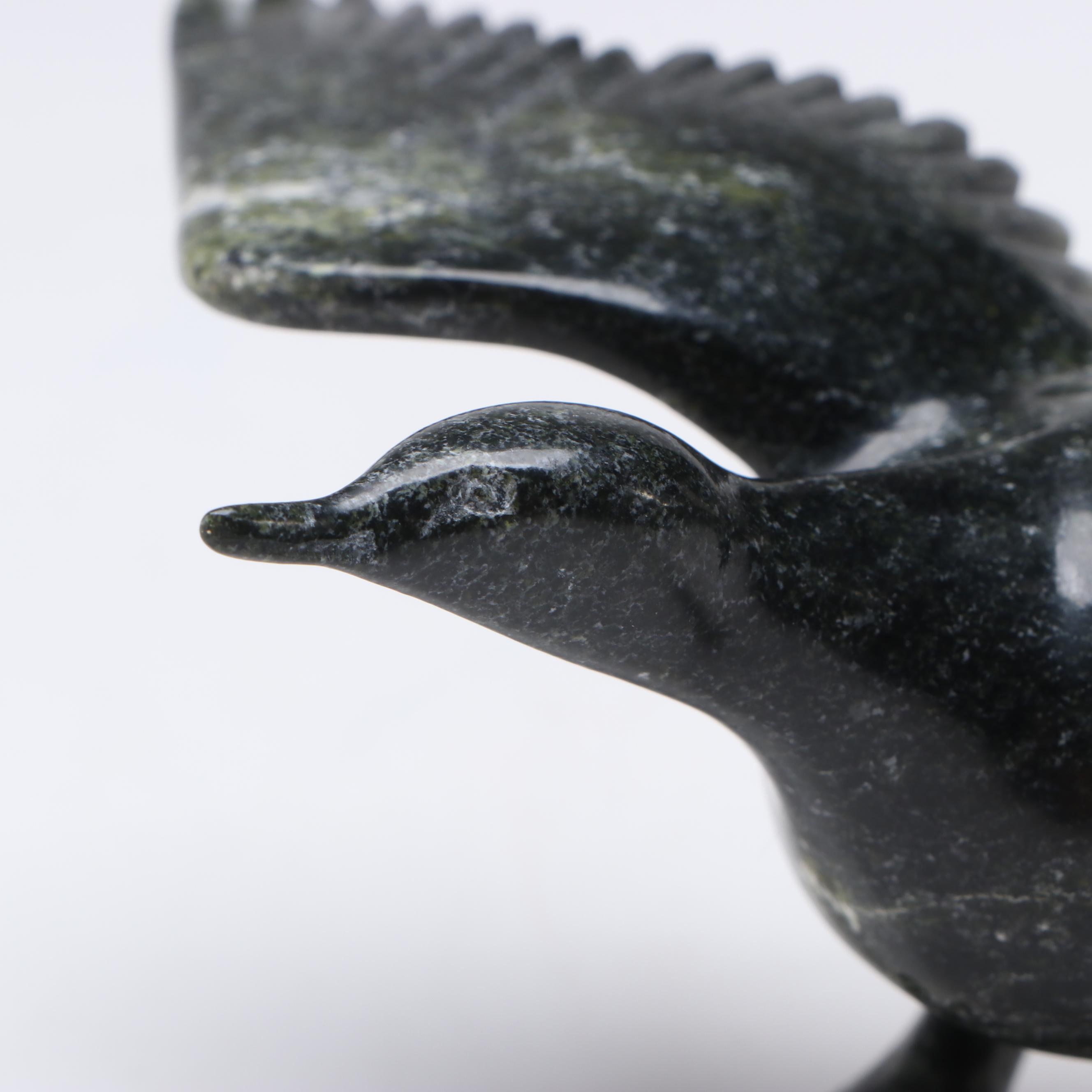 Inuit Flying Goose Carved Serpentine Figure