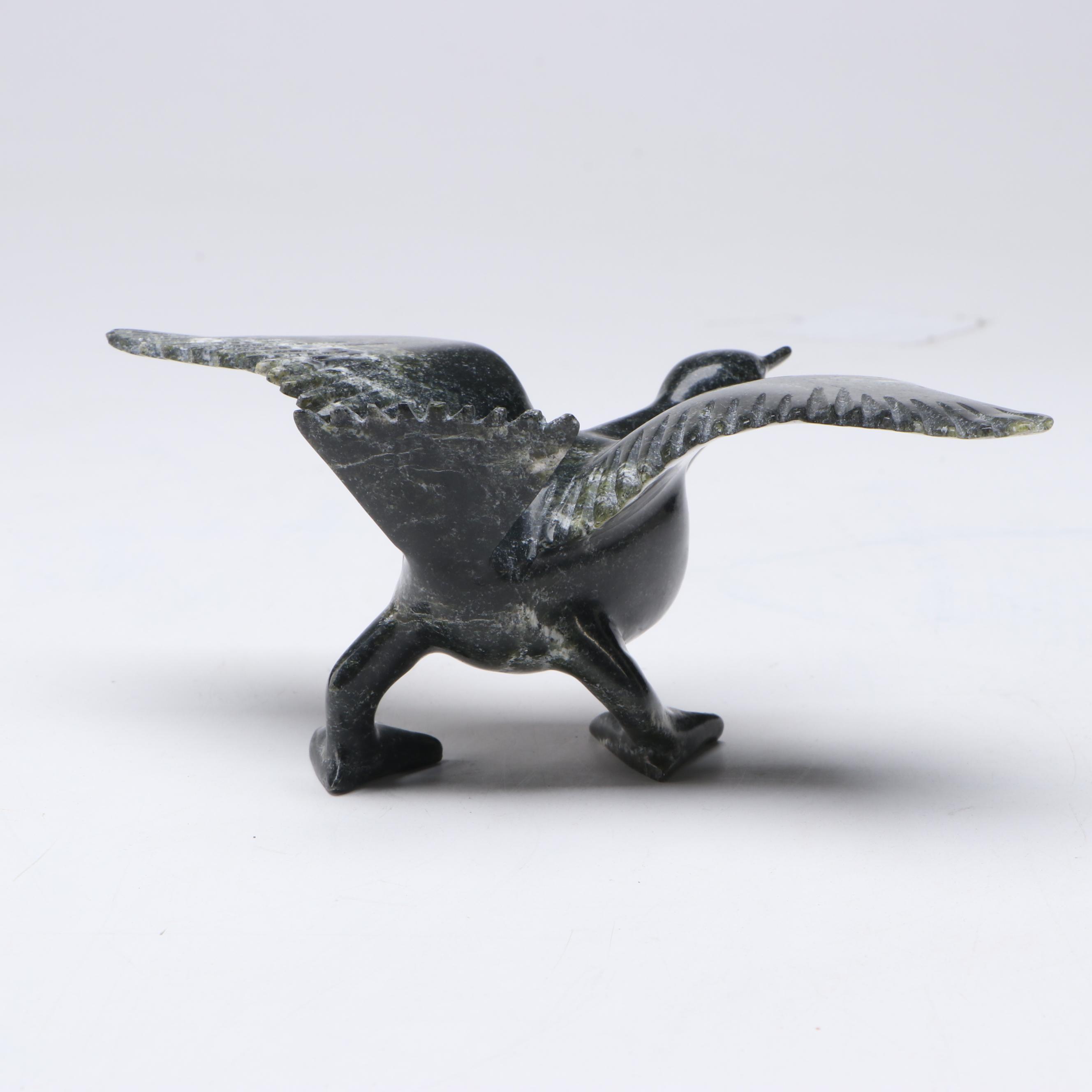 Inuit Flying Goose Carved Serpentine Figure