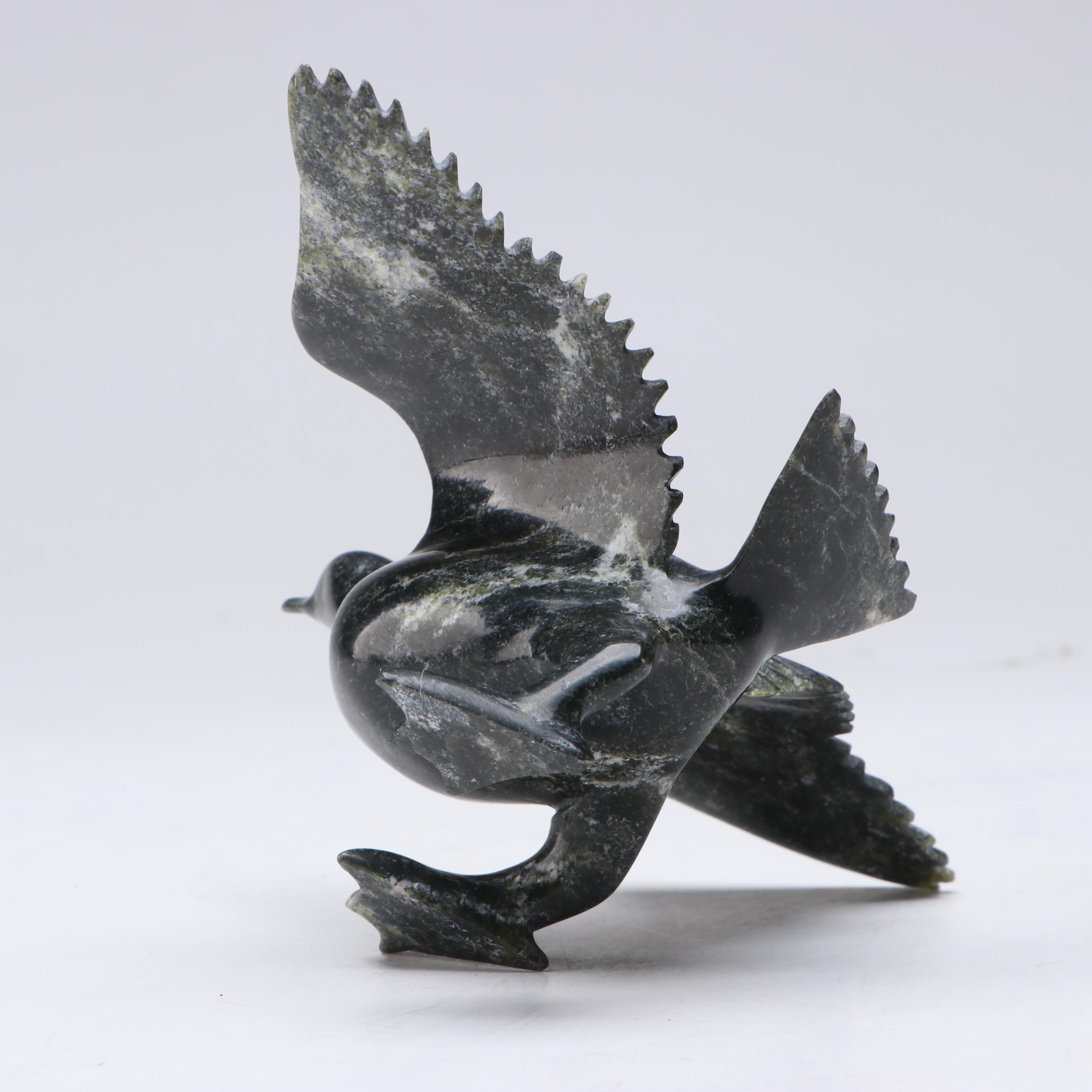 Inuit Flying Goose Carved Serpentine Figure