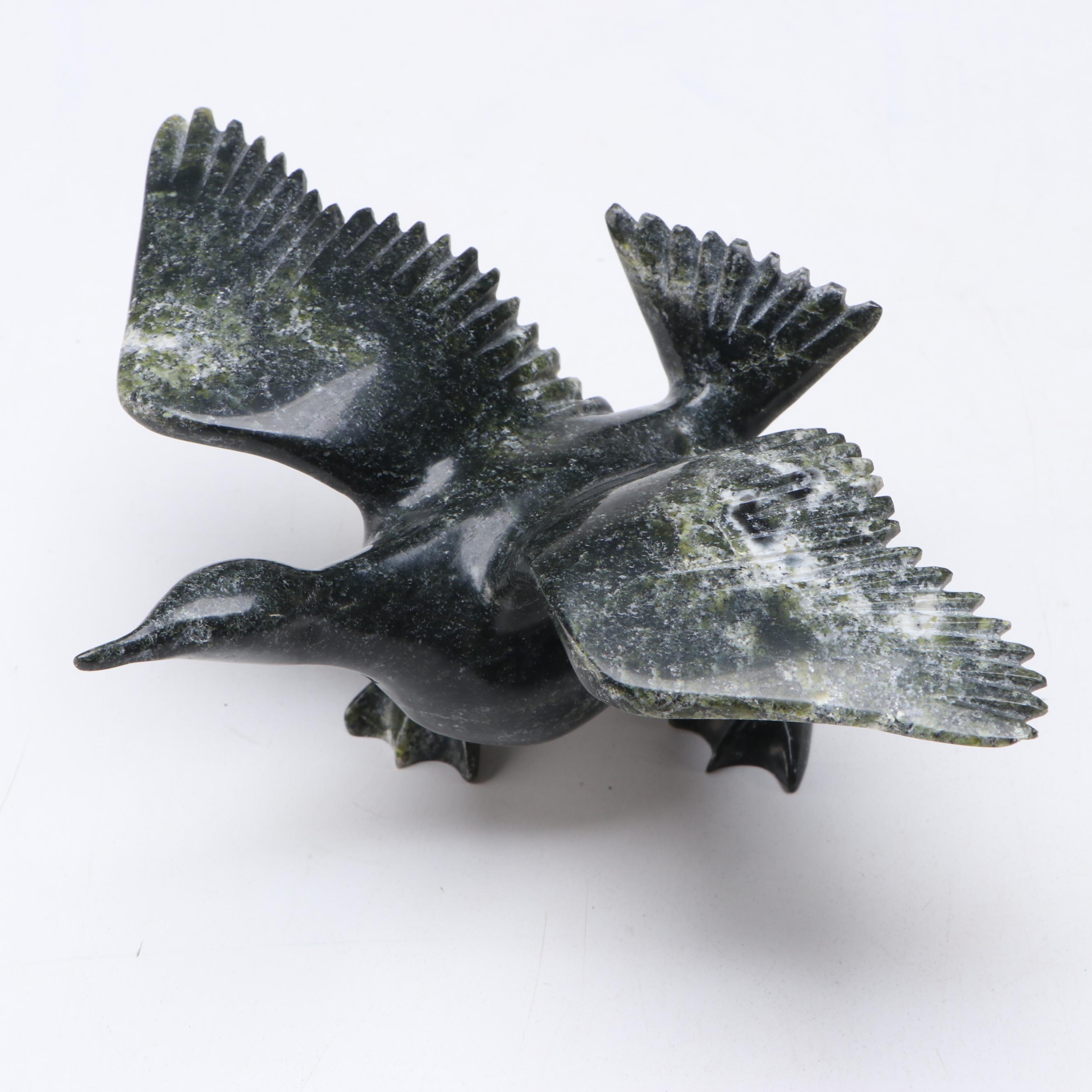 Inuit Flying Goose Carved Serpentine Figure
