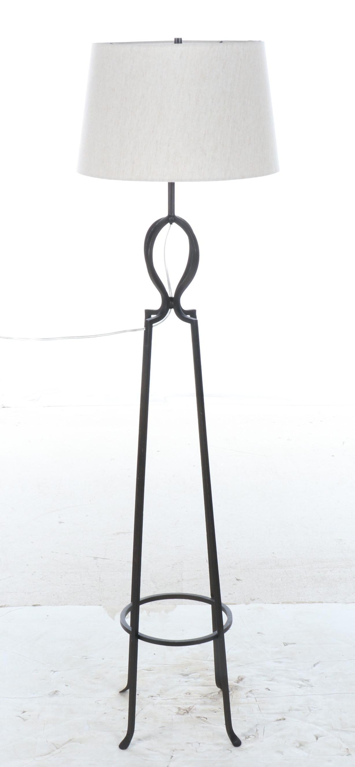 Pottery Barn Attr. Iron Floor Lamp and Slubbed Fabric Shade